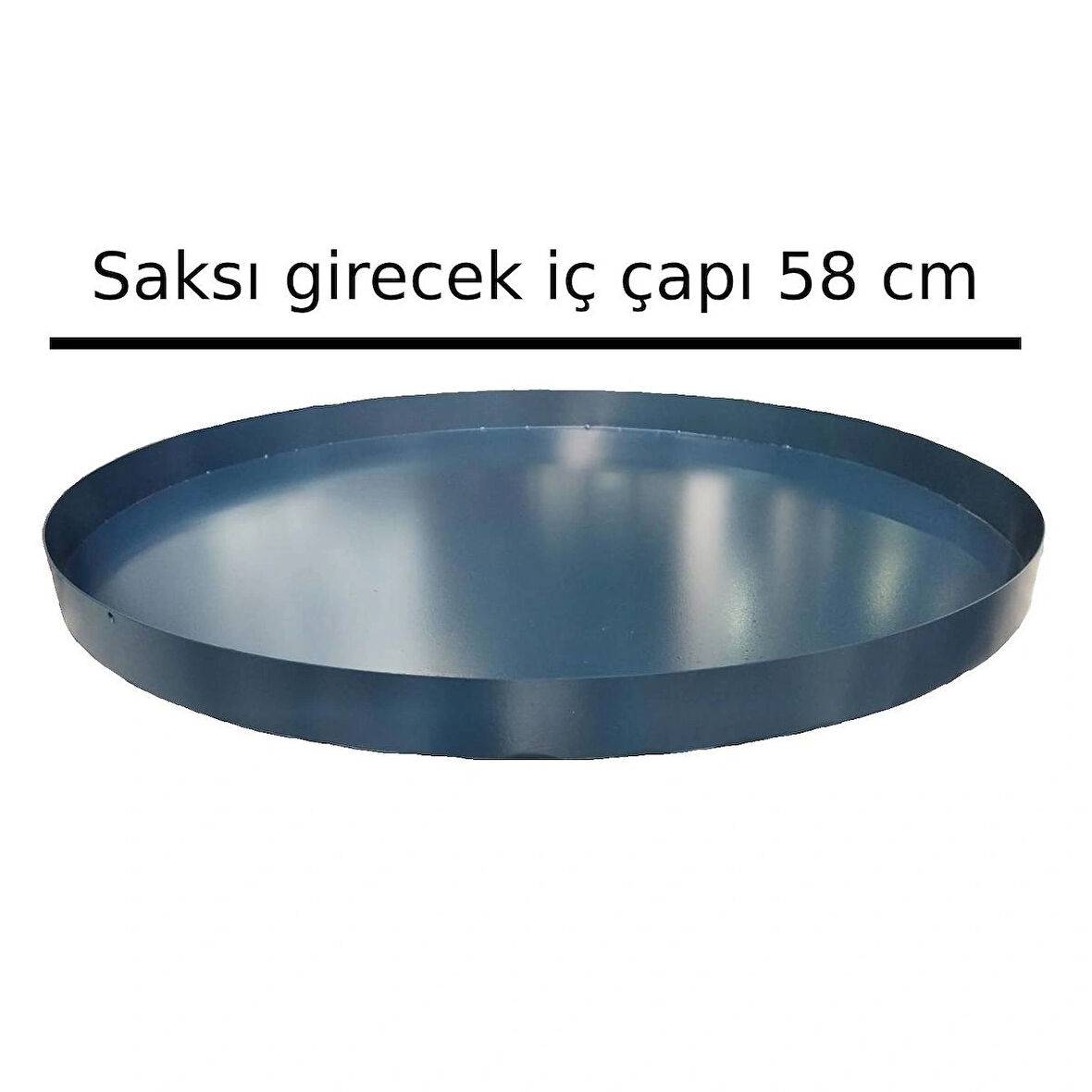 Metal Saksı Altlığı Iç Dış Saksı Altlığı Dekoratif Saksı Altı Çap 58 cm Derinlik 3,5 cm Antrasit Rengi