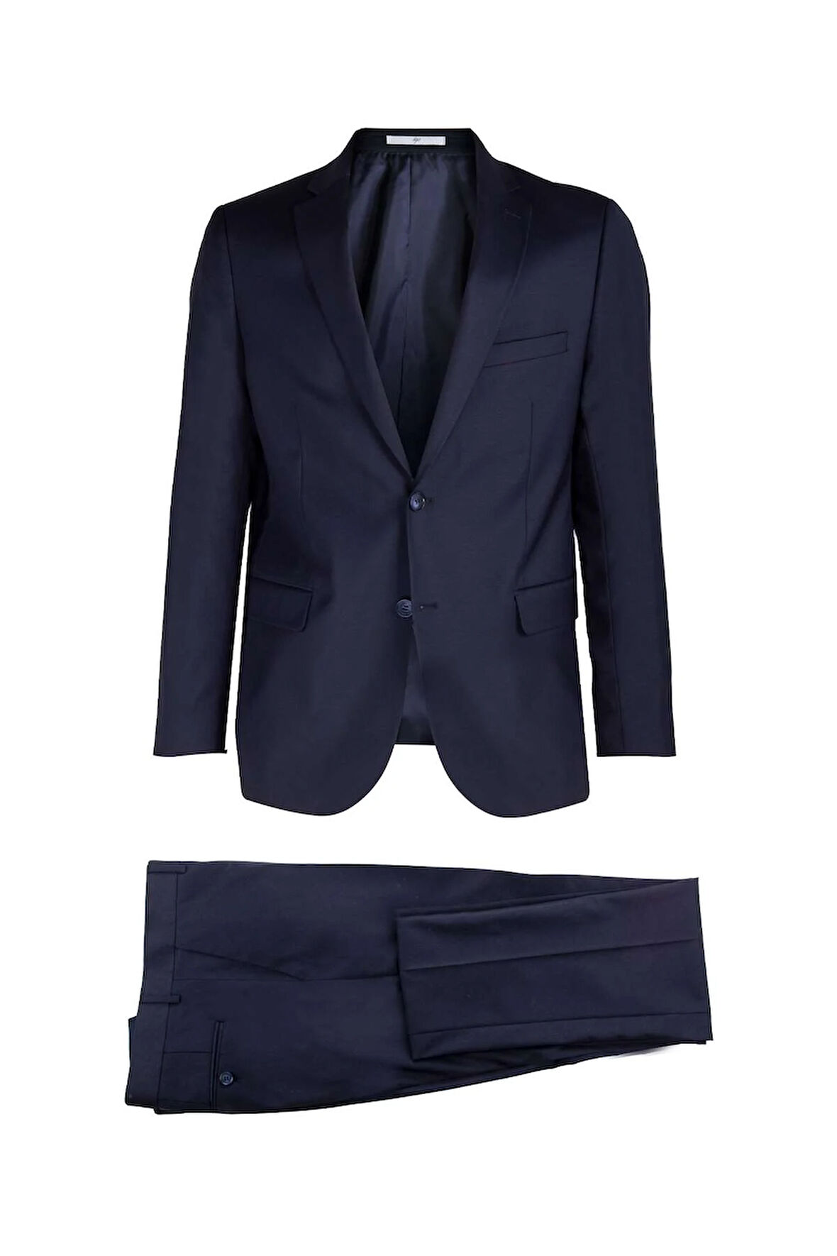 Erkek Lacivert Slim Fit / Dar Kalıp Mono Yaka Takım Elbise