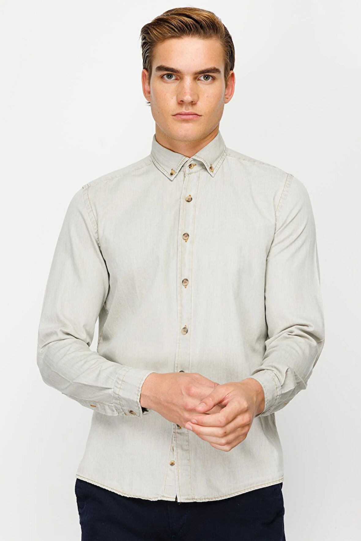 Erkek Haki Dynamic Fit  Gömlek