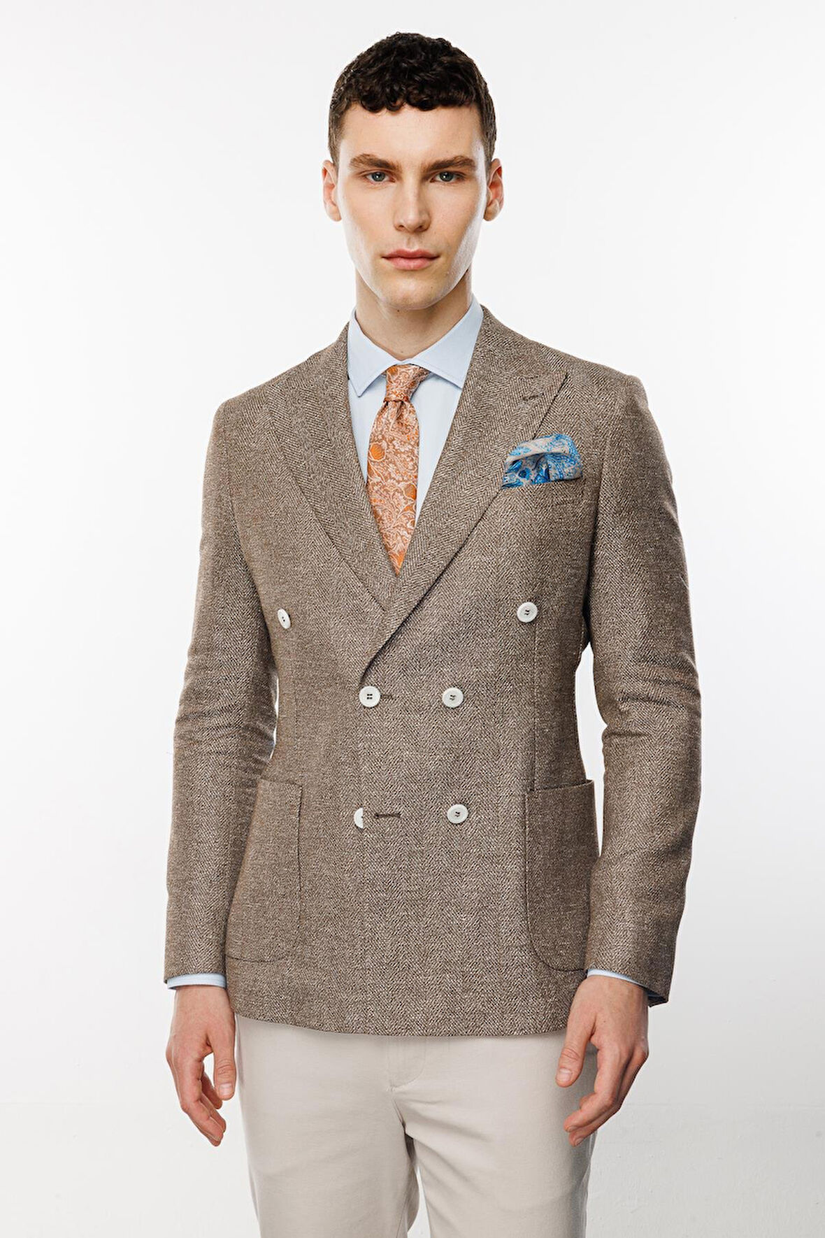 ERKEK KAHVE SLIM FIT / DAR KALIP GENİŞ KIRLANGIÇ CEKET