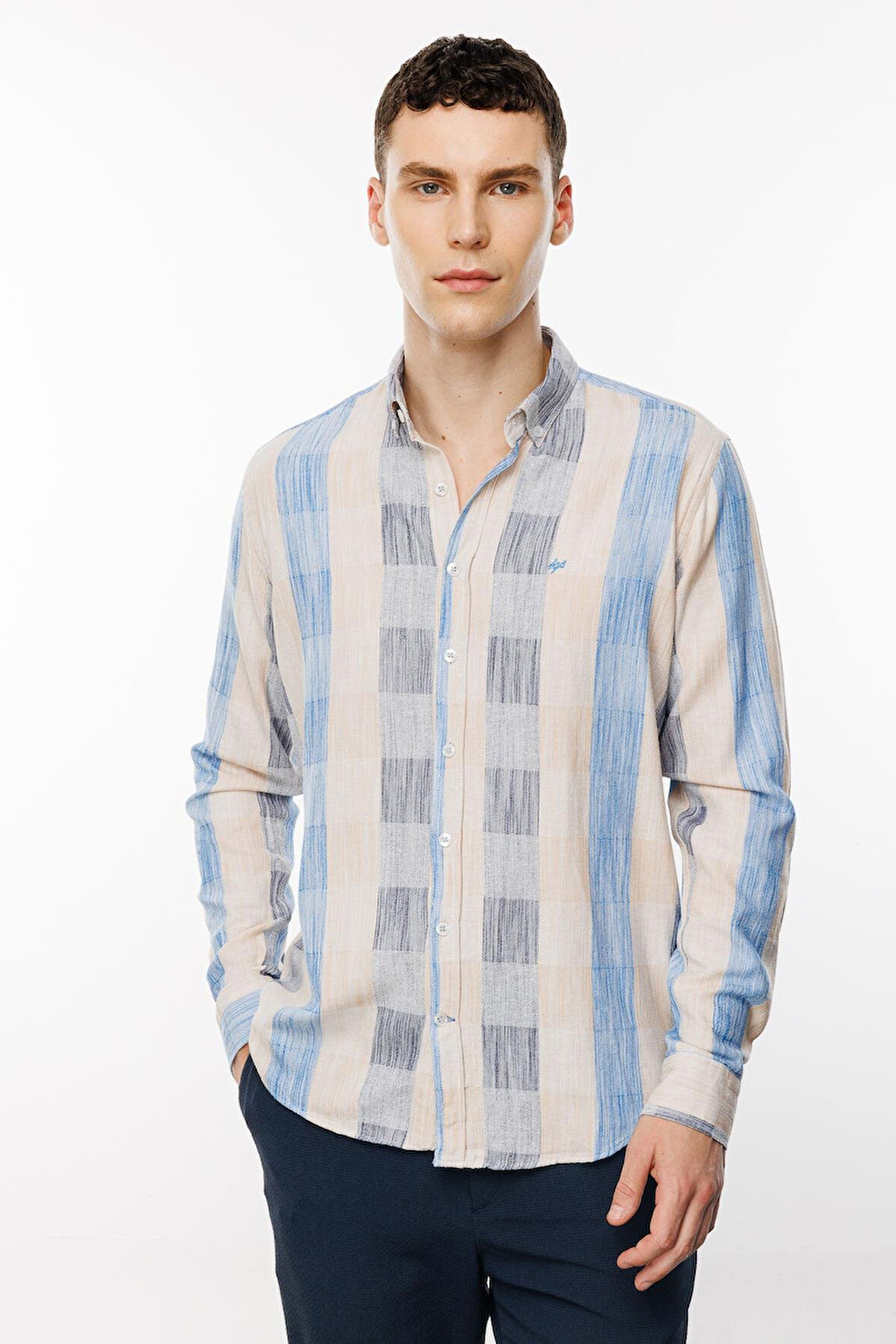 Erkek Bej Dynamic Fit Üst Gömlek