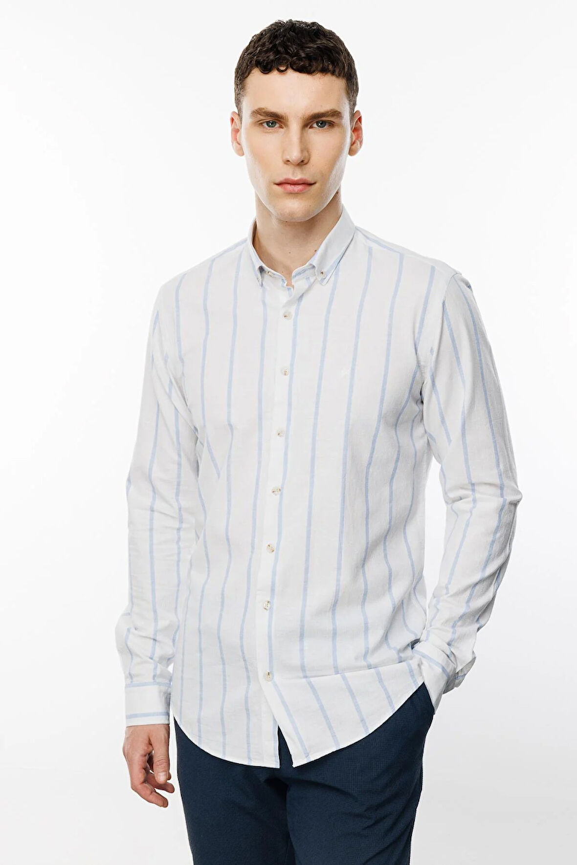 Erkek Açık Mavi Dynamic Fit Üst Gömlek