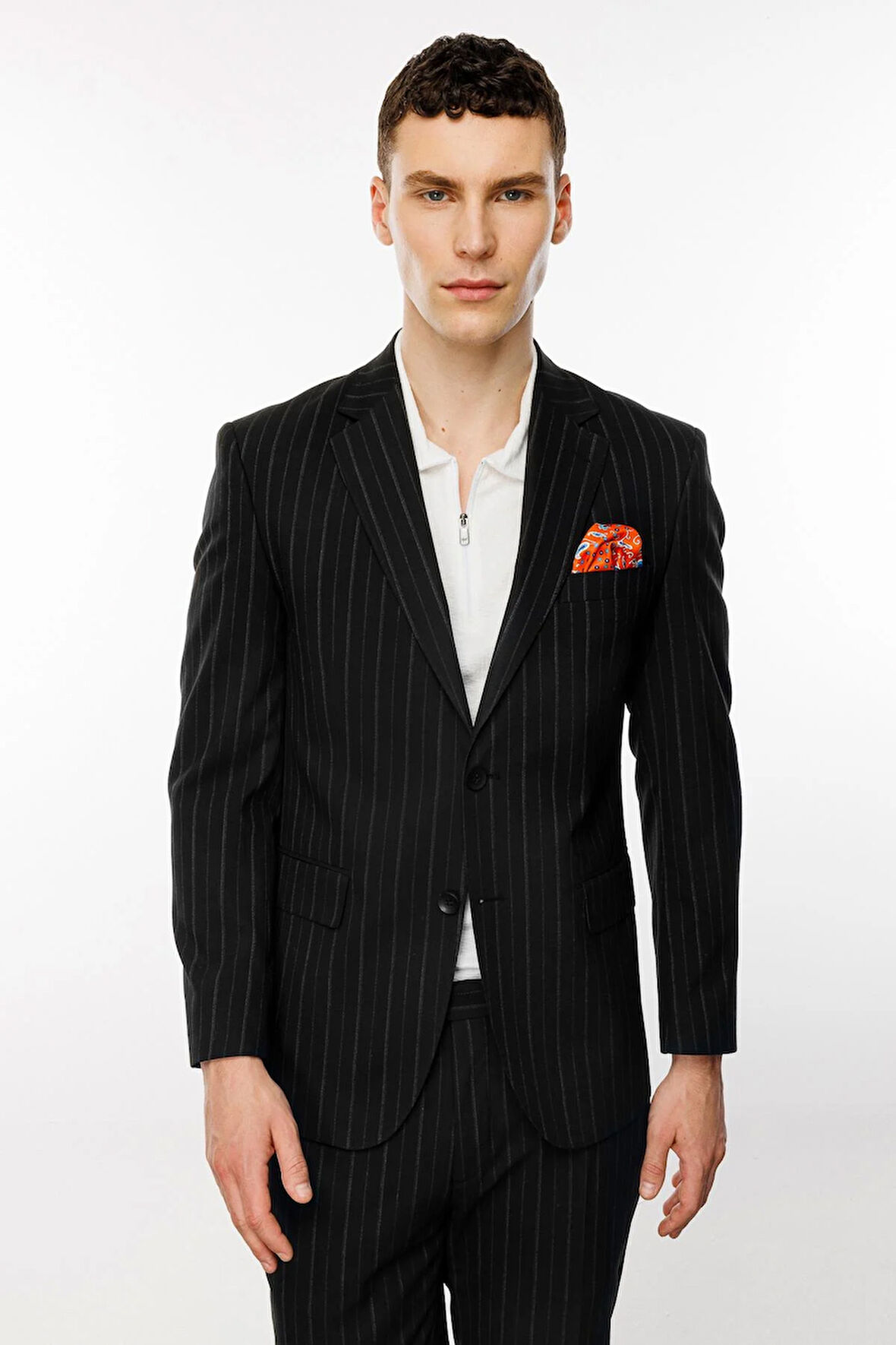 Erkek Siyah Barı (4 Drop)  / Geniş Kalıp Geniş Mono Takım Elbise