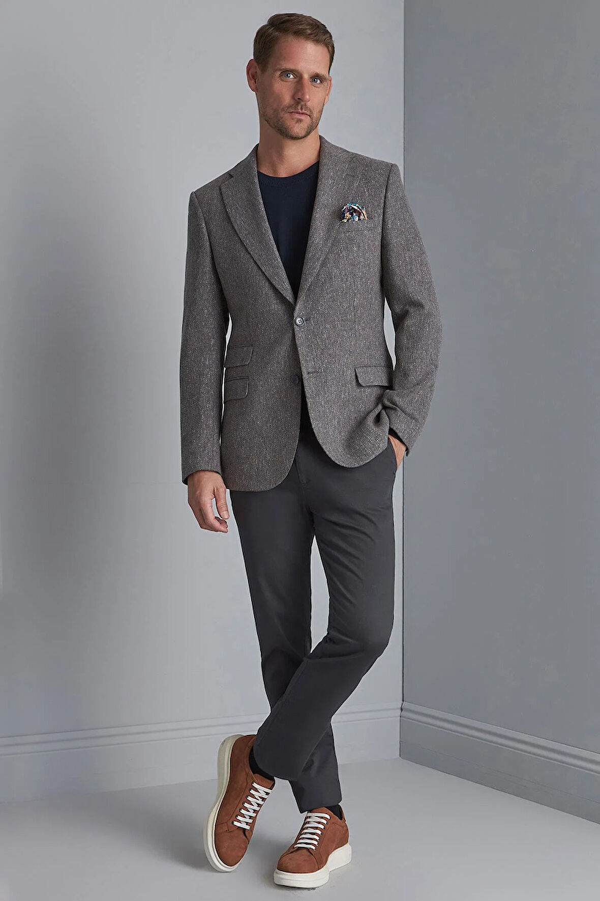 ERKEK GRİ REGULARFIT / RAHAT KALIP MONO YAKA CEKET