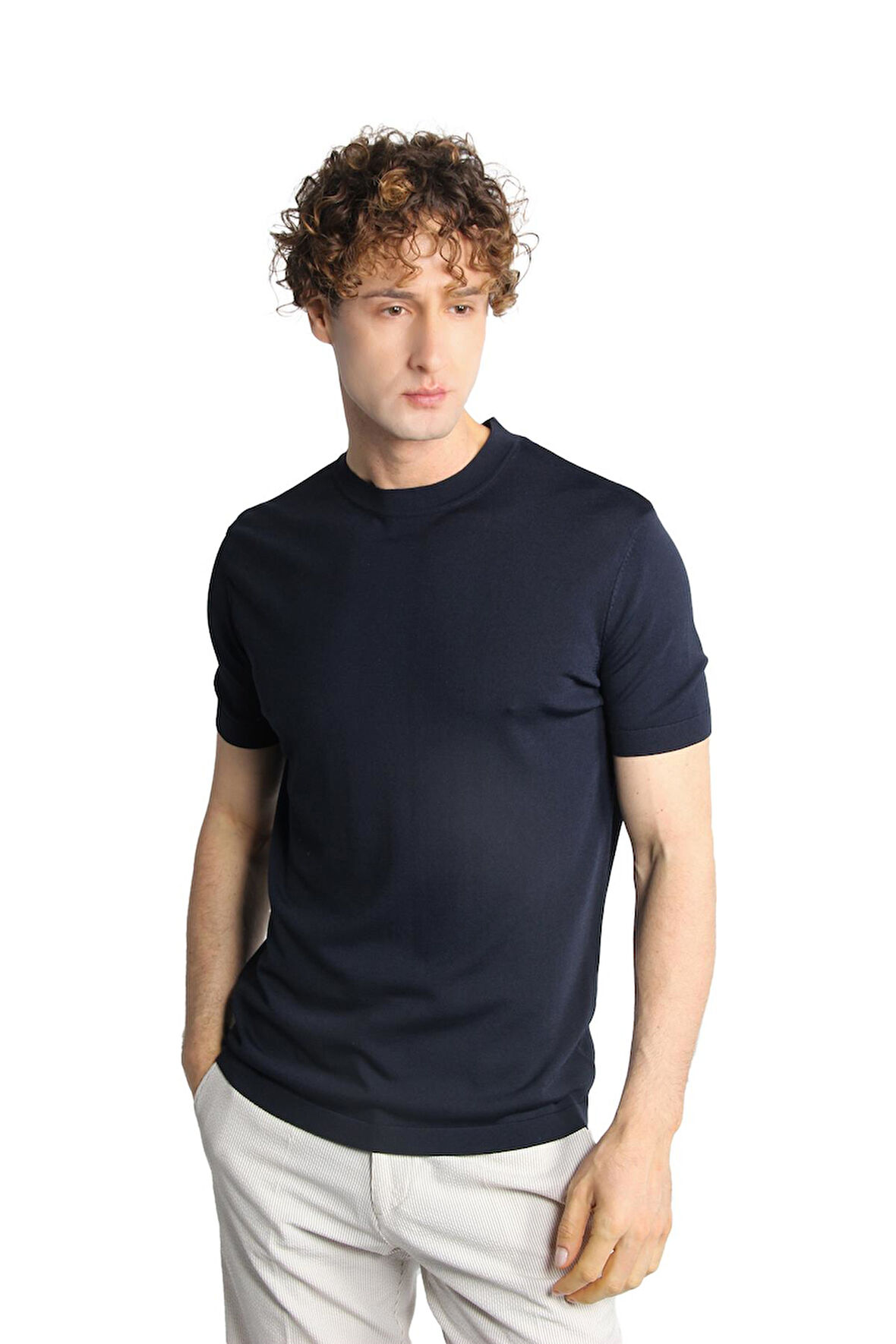 ERKEK LACİVERT STANDART POLO YAKA TRİKO KISA KOL