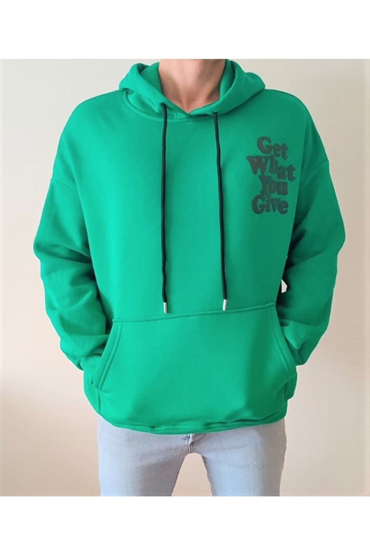 Erkek Unisex Oversize Kapüşonlu Sweatshirt