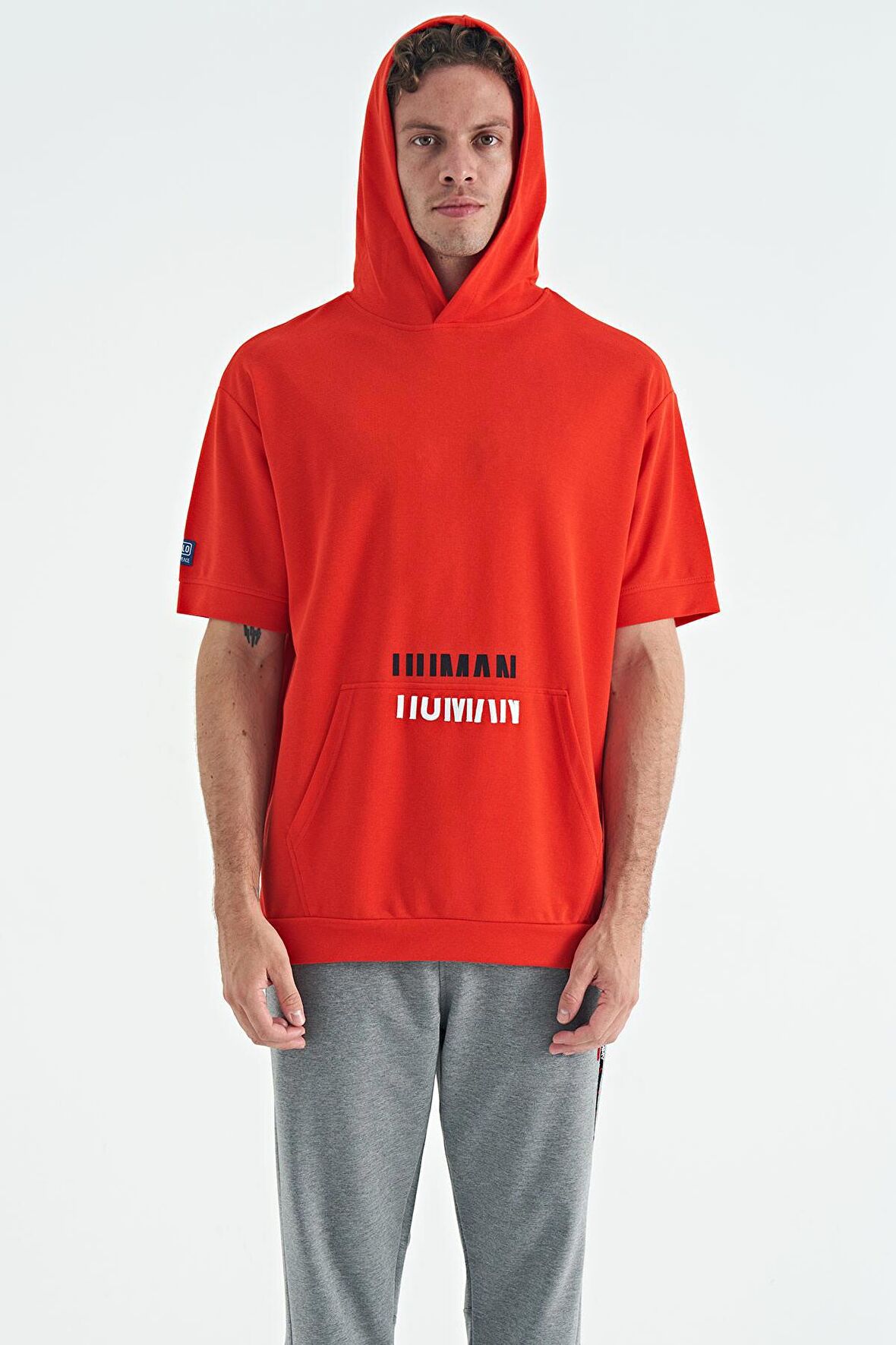 Fiesta Kanguru Cepli Yazı Nakışlı Kapüşonlu Erkek T-Shirt - 88195