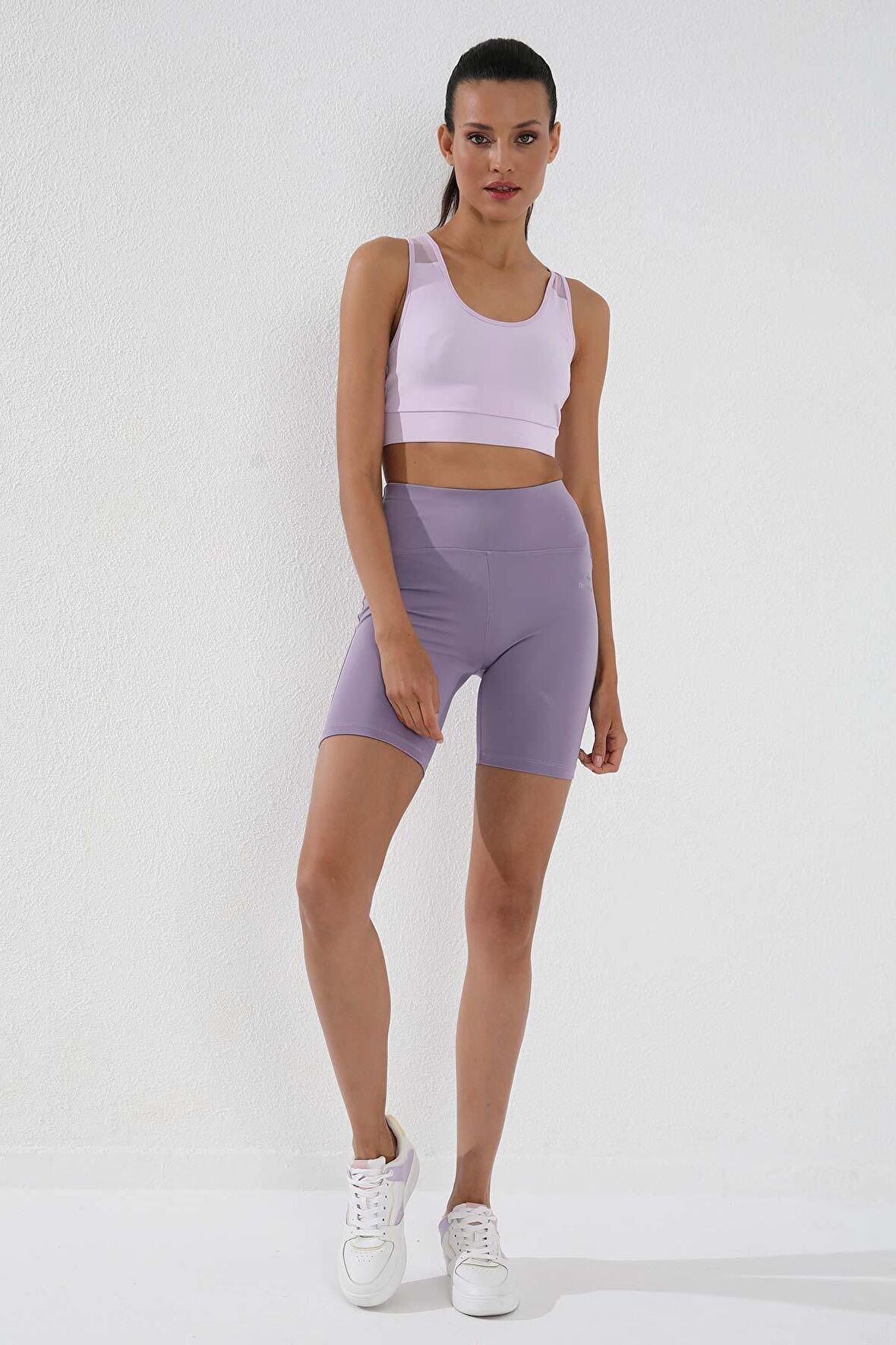 Eflatun Yüksek Bel Toparlayıcı Kısa Biker Kadın Tayt - 91007 | L