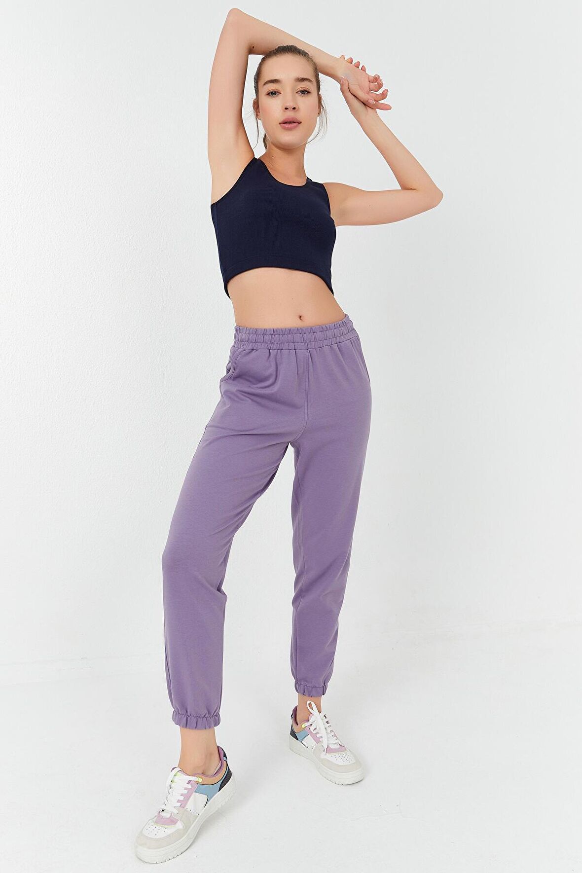 Tommy Life İndigo Basic Sıfır Kol Dar Kalıp U Yaka Kadın Crop Top - 97160 | M