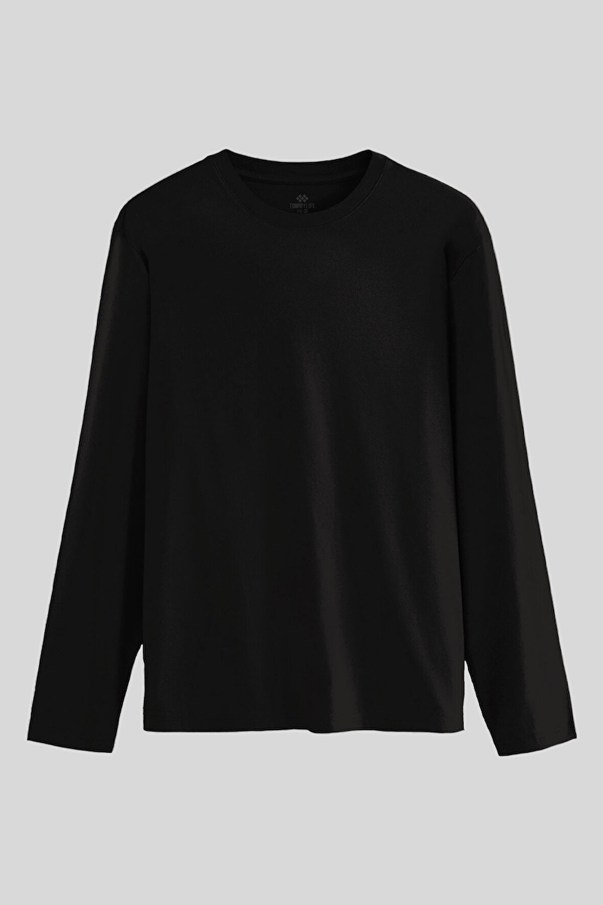 Siyah Standart Fit Basic O Yaka Uzun Kollu İnce Erkek T-Shirt - 87997