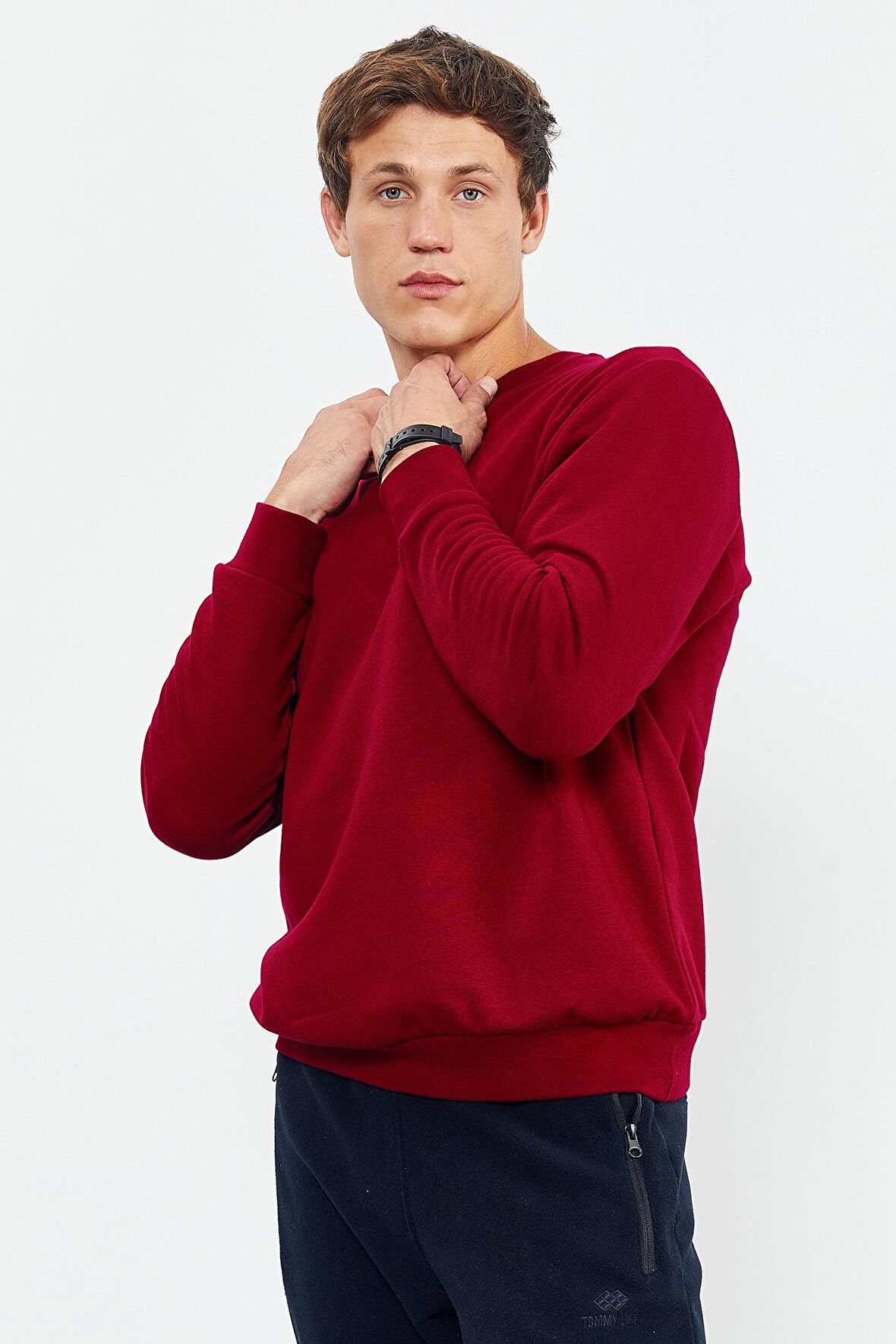 Kırmızı Basic O Yaka Rahat Form Erkek Sweatshirt - 88053 | XXL