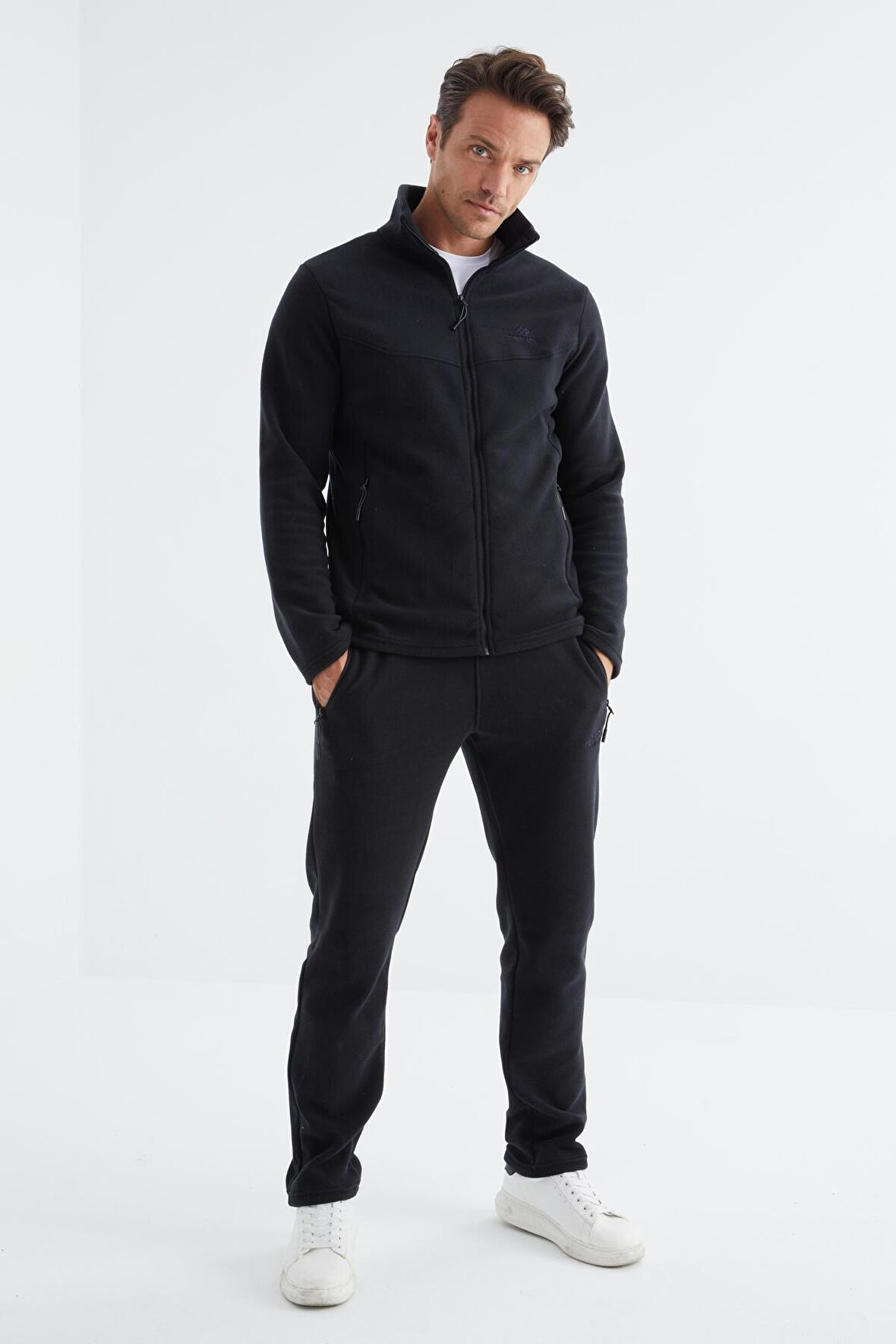 Lacivert Dik Yaka Basic Erkek Polar Eşofman Takımı - 85193 | XXL