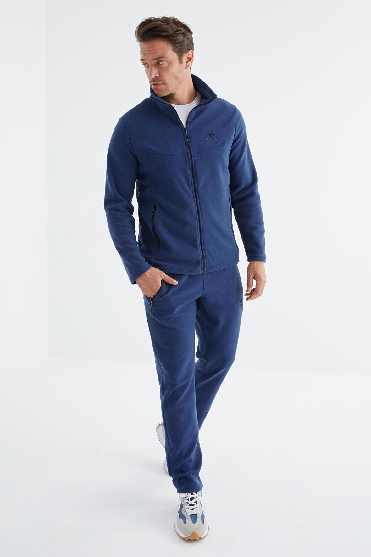 İndigo Dik Yaka Basic Erkek Polar Eşofman Takımı - 85193 | XXL