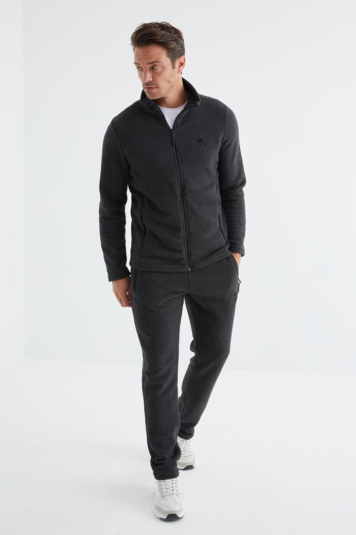 A.melanj Dik Yaka Basic Erkek Polar Eşofman Takımı - 85193 | S