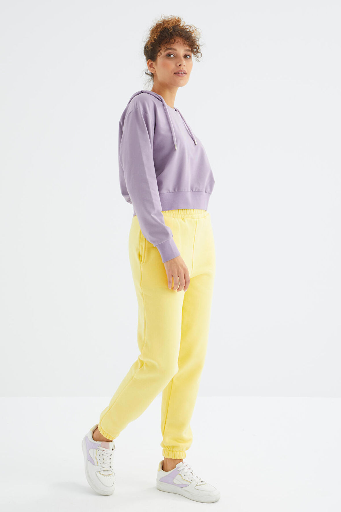 Limon Yüksek Bel Rahat Form Basic Jogger Kadın Eşofman Alt - 94624 | XL