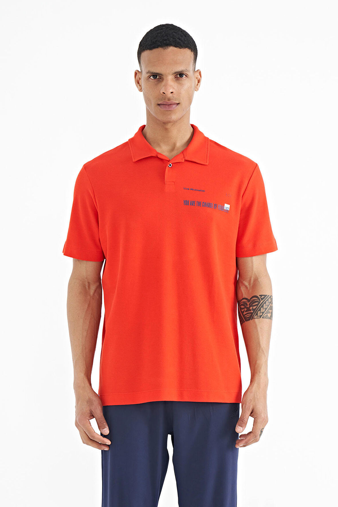 Fiesta Yazı Baskılı Standart Form Polo Yaka Erkek T-shirt - 88236 | L