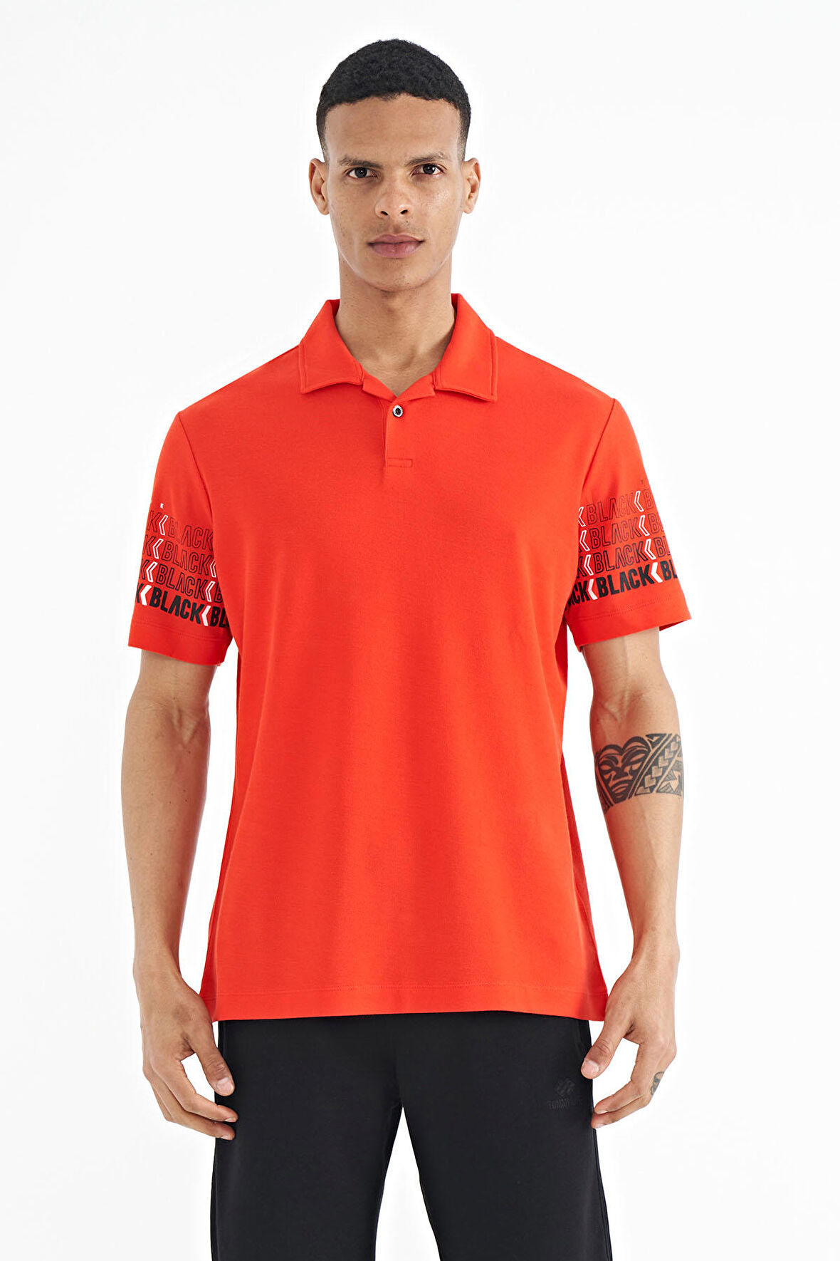 Fiesta Kol Baskı Detaylı Polo Yaka Standart Form Erkek T-shirt - 88240 | L