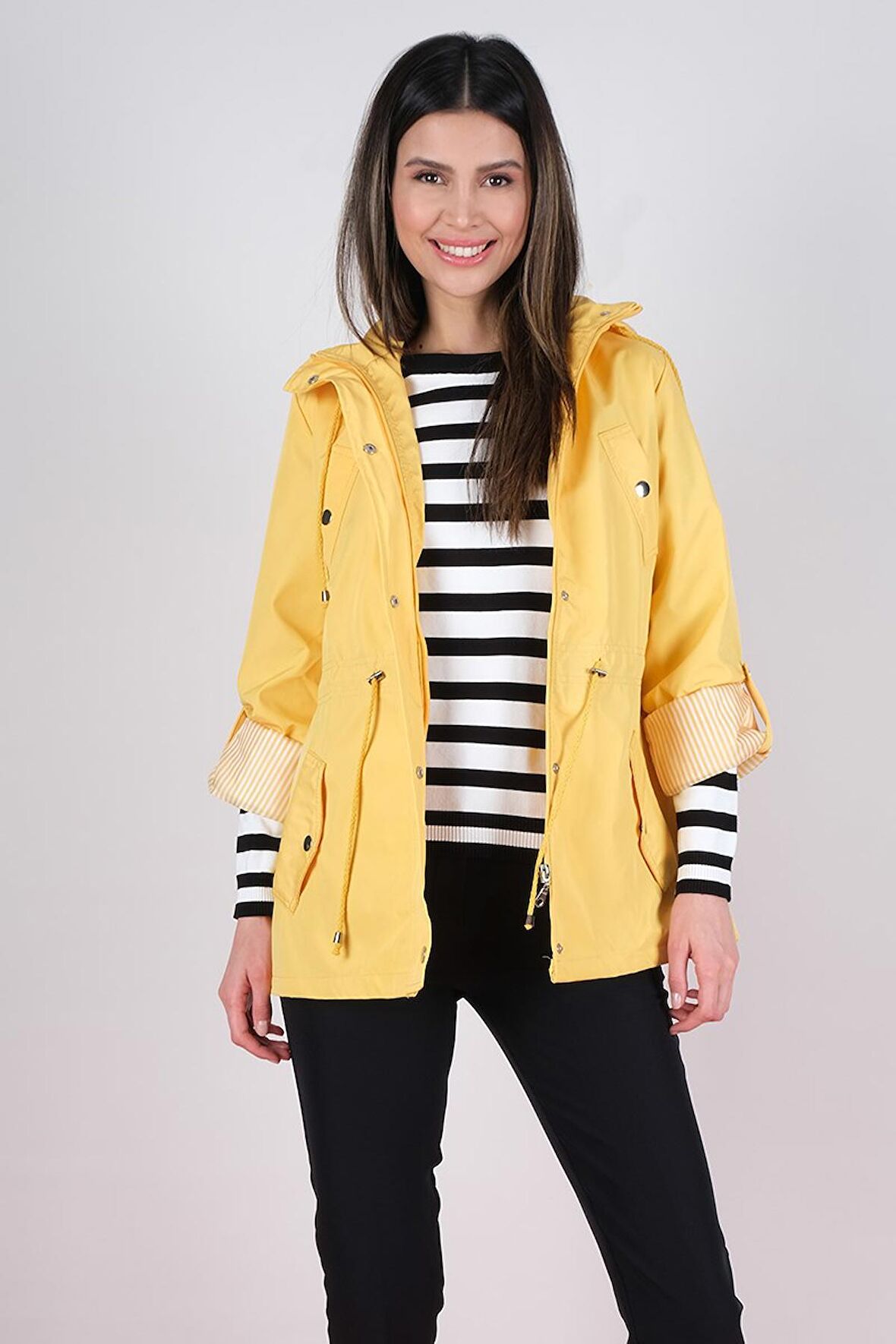 Goudot Kapüşonlu Çıtçıtlı Trençkot