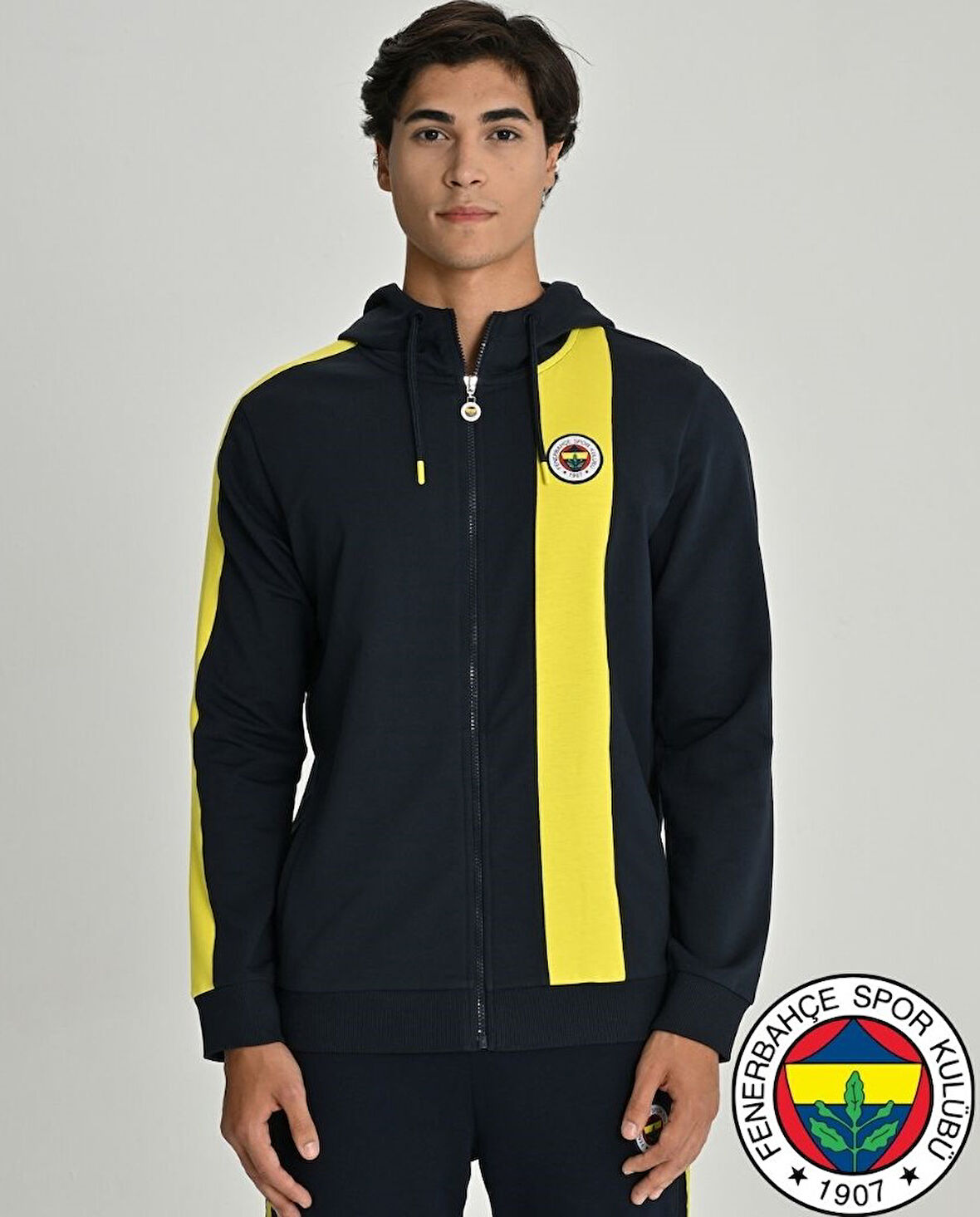 Fenerbahçe S.K. 25/26 Tribün Basic Hoodie Kapüşonlu Fermuarlı Eşofman Üstü Erkek Ceket