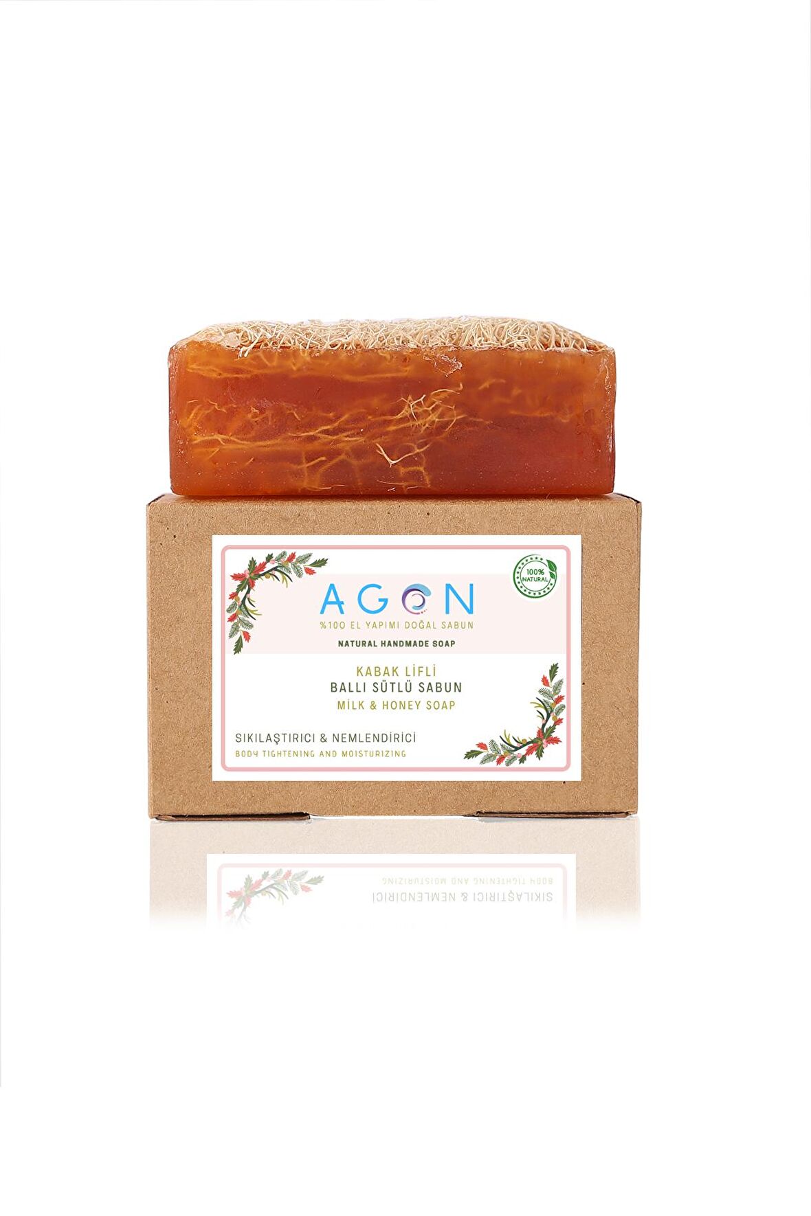 %100 El Yapımı Doğal Kabak Lifli Ballı Sütlü Sabun 120 Gr