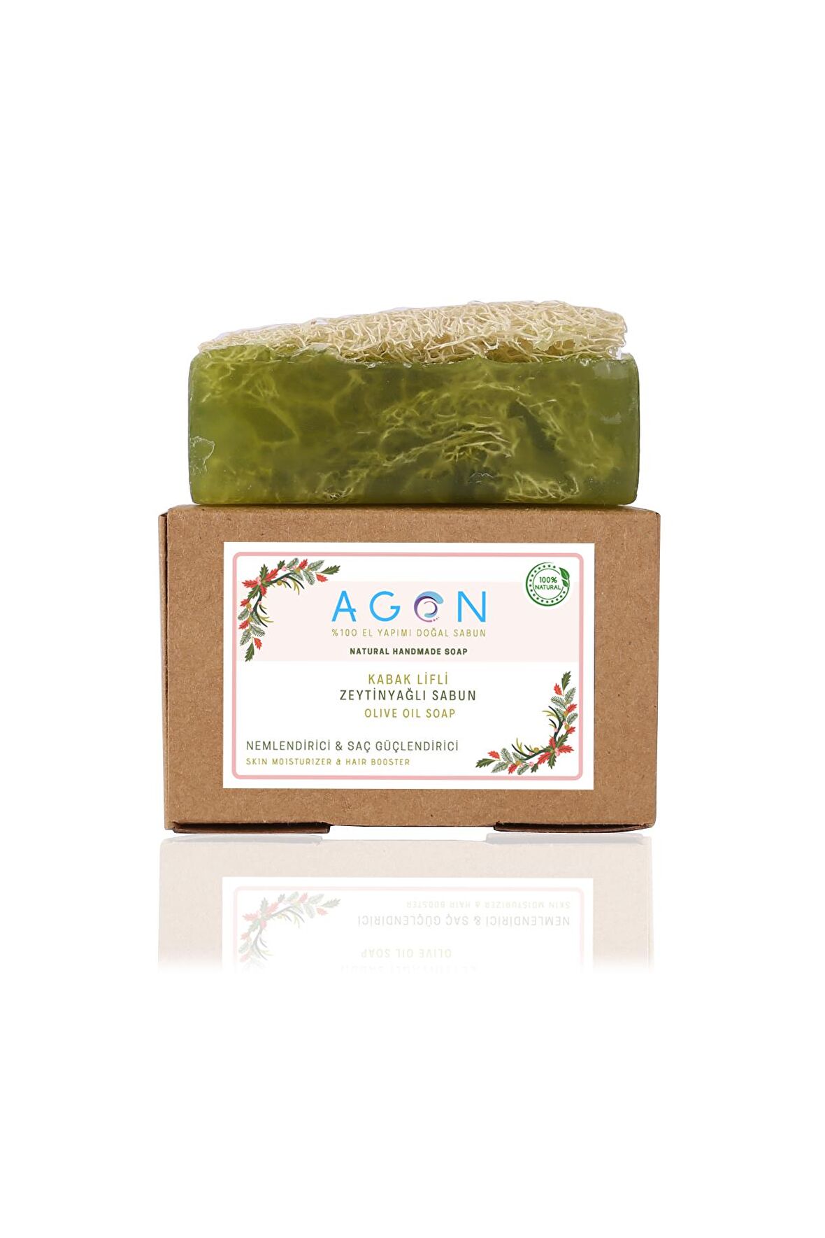 %100 El Yapımı Doğal Kabak Lifli Zeytinyağı Sabunu 120 Gr