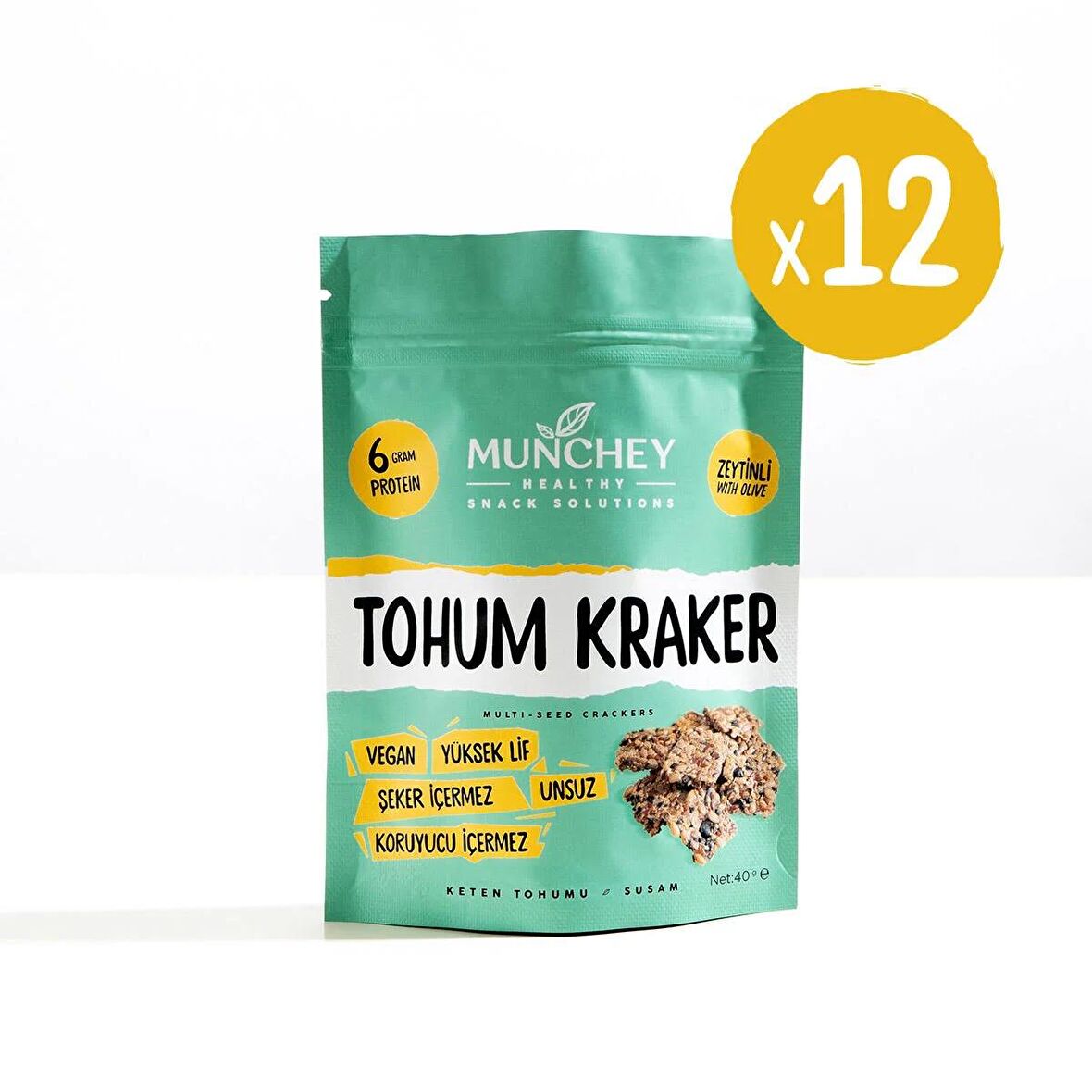 Munchey 12'li zeytinli Tohum Kraker 40 gr