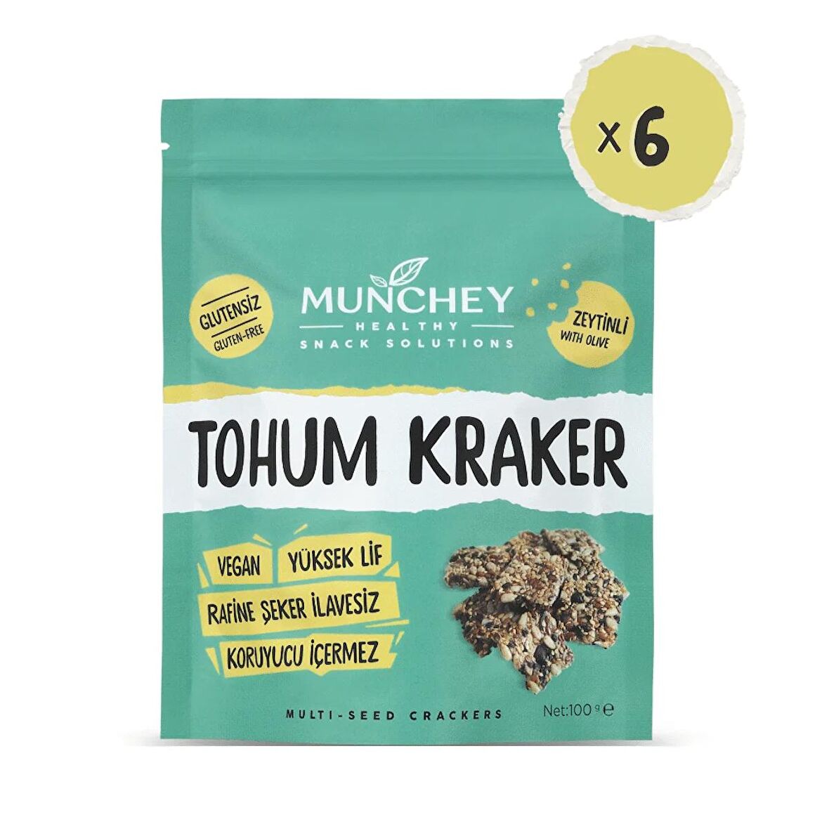 Munchey 6'lı Zeytinli Tohum Kraker 100 gr