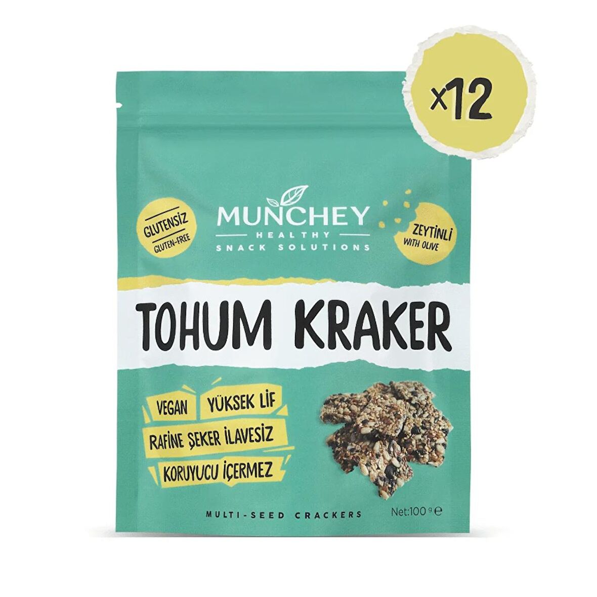 Munchey 12'li Zeytinli Tohum Kraker 100 gr