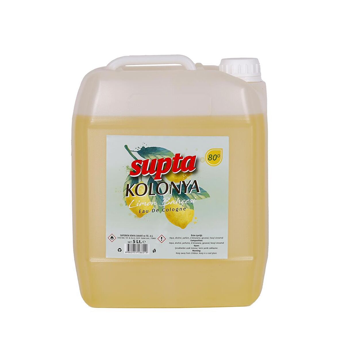 Supta Limon Kolonyası 80 Derece Pet Şişe 5 lt