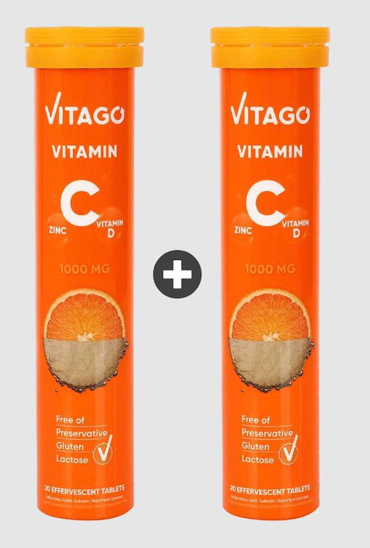 2'li- Vitago C Vitamini, D Vitamini, Çinko 20'li Efervesan Tablet