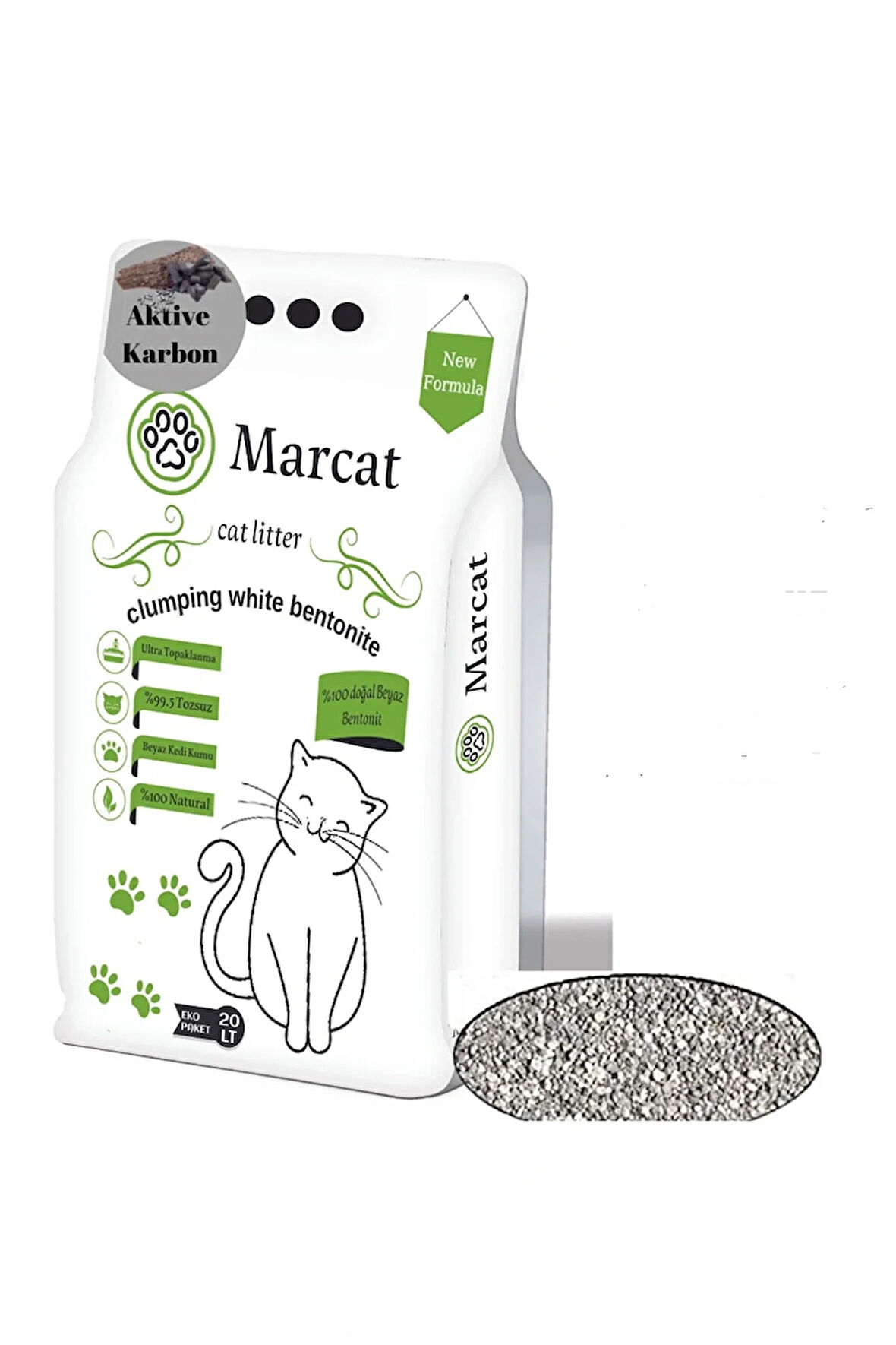 MarCat 20 Lt Ince Tane Aktif Karbon Kedi Kumu