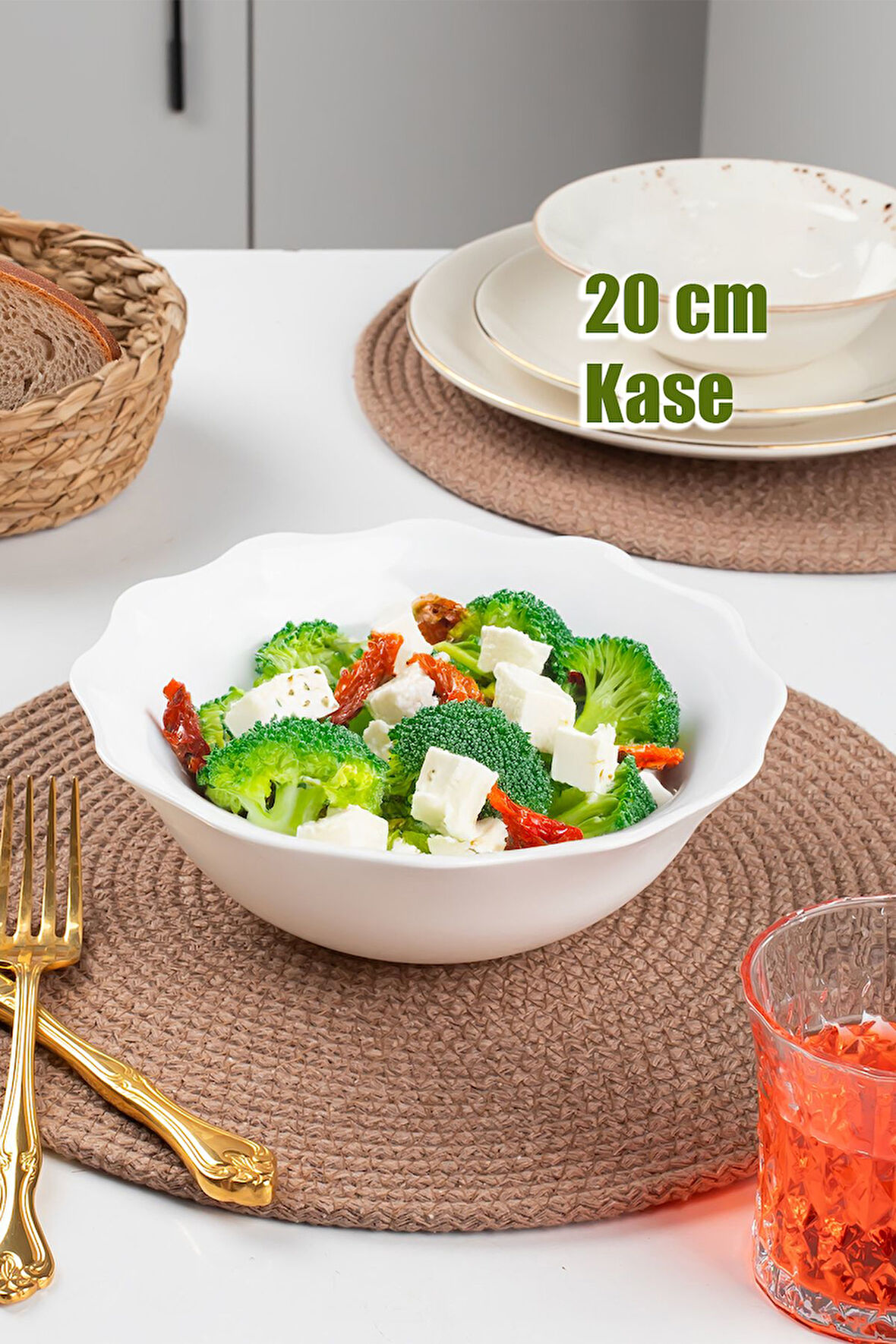 Porsima Porselen Servis Tabağı Salata Çerez Sunum Yemek Kasesi 20 cm