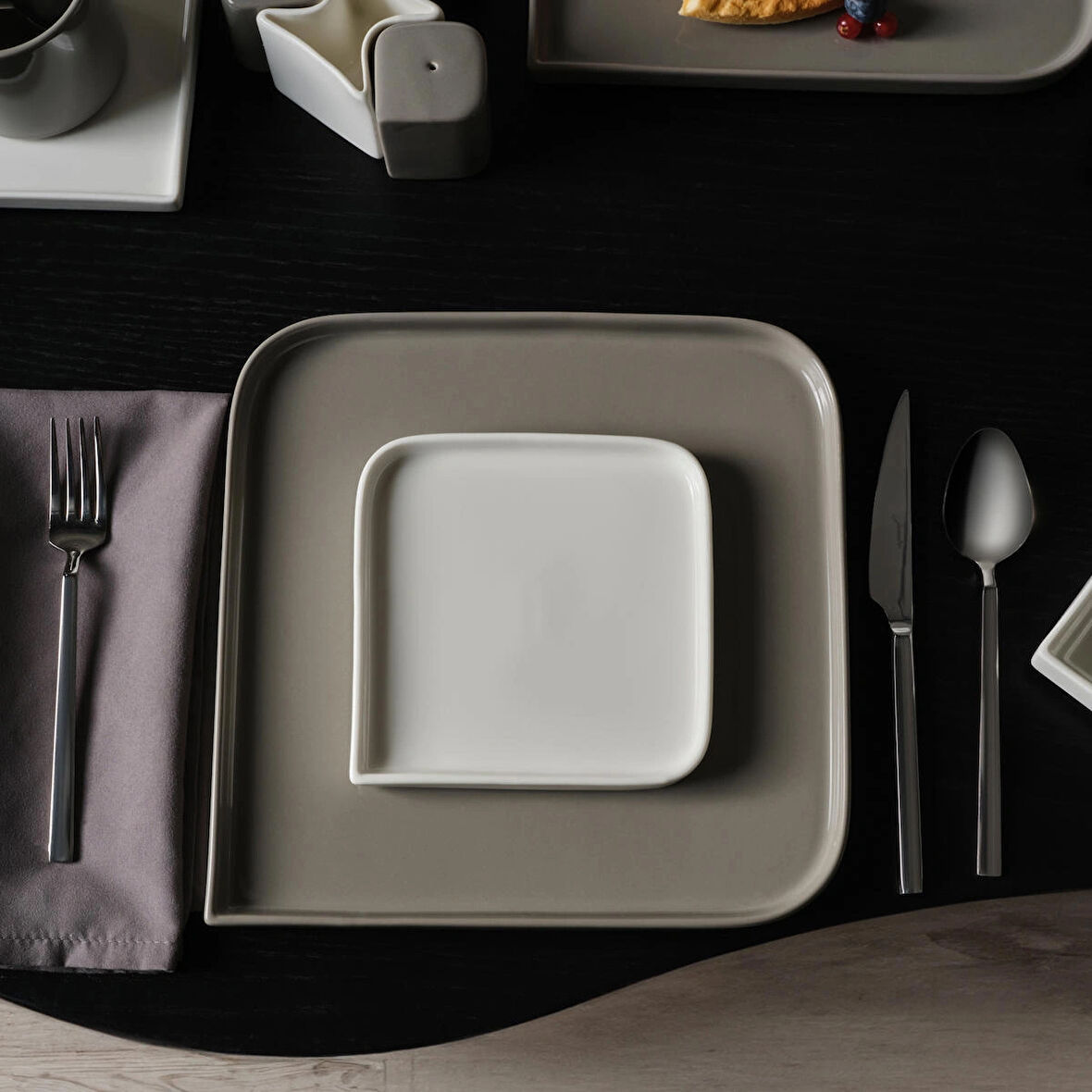 Jumbo Quadro Grey 27 Parça Kahvaltı Takımı