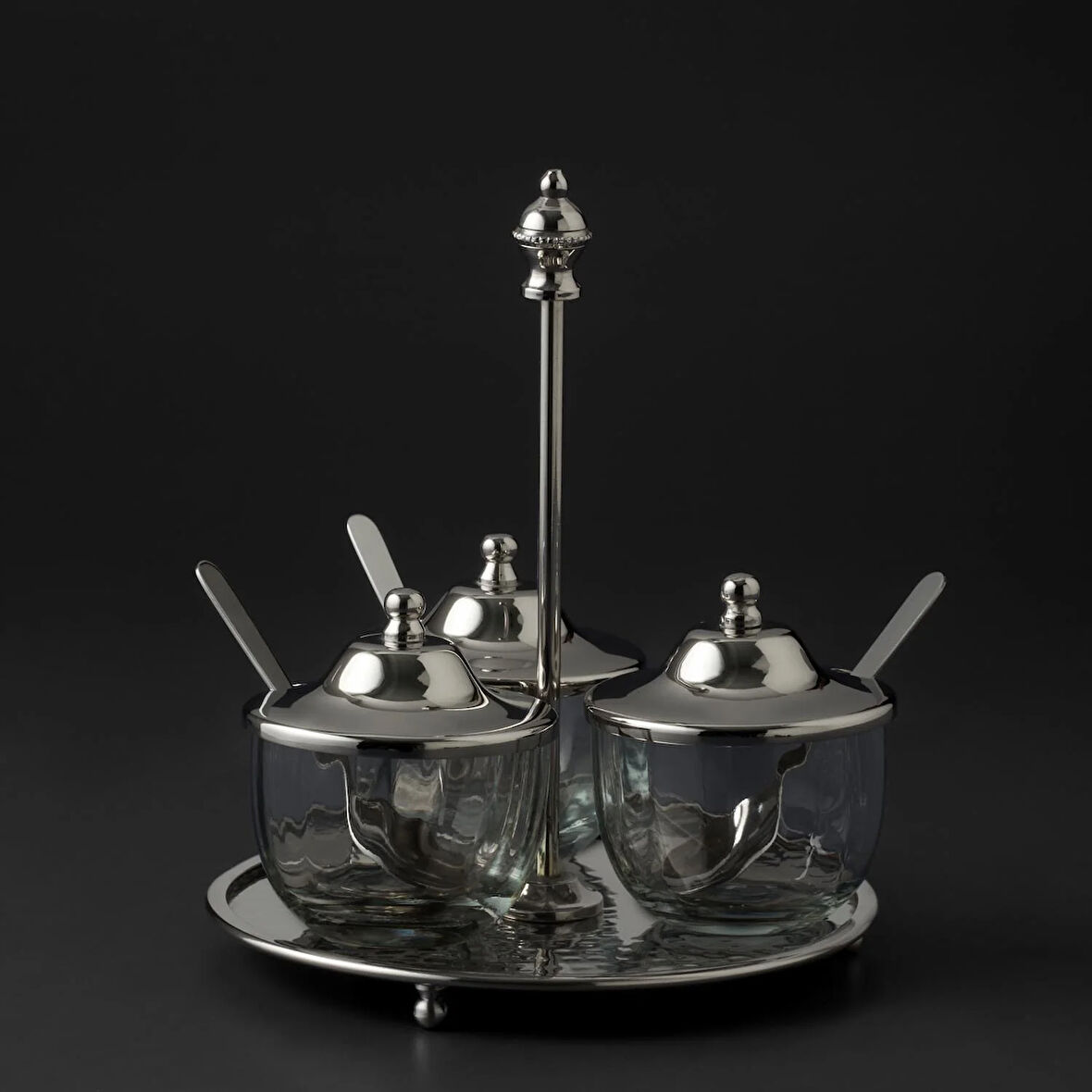 Jumbo Alula Standlı 3'lü Baharat Seti 16,5x16,5x18,5 cm