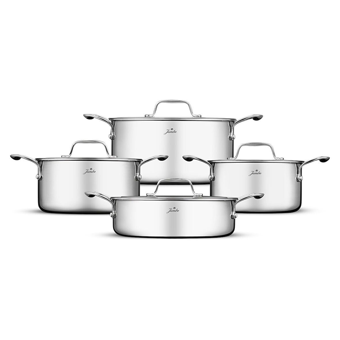 Jumbo Storey 8 Parça İndüksiyon Tabanlı Çelik Tencere Seti