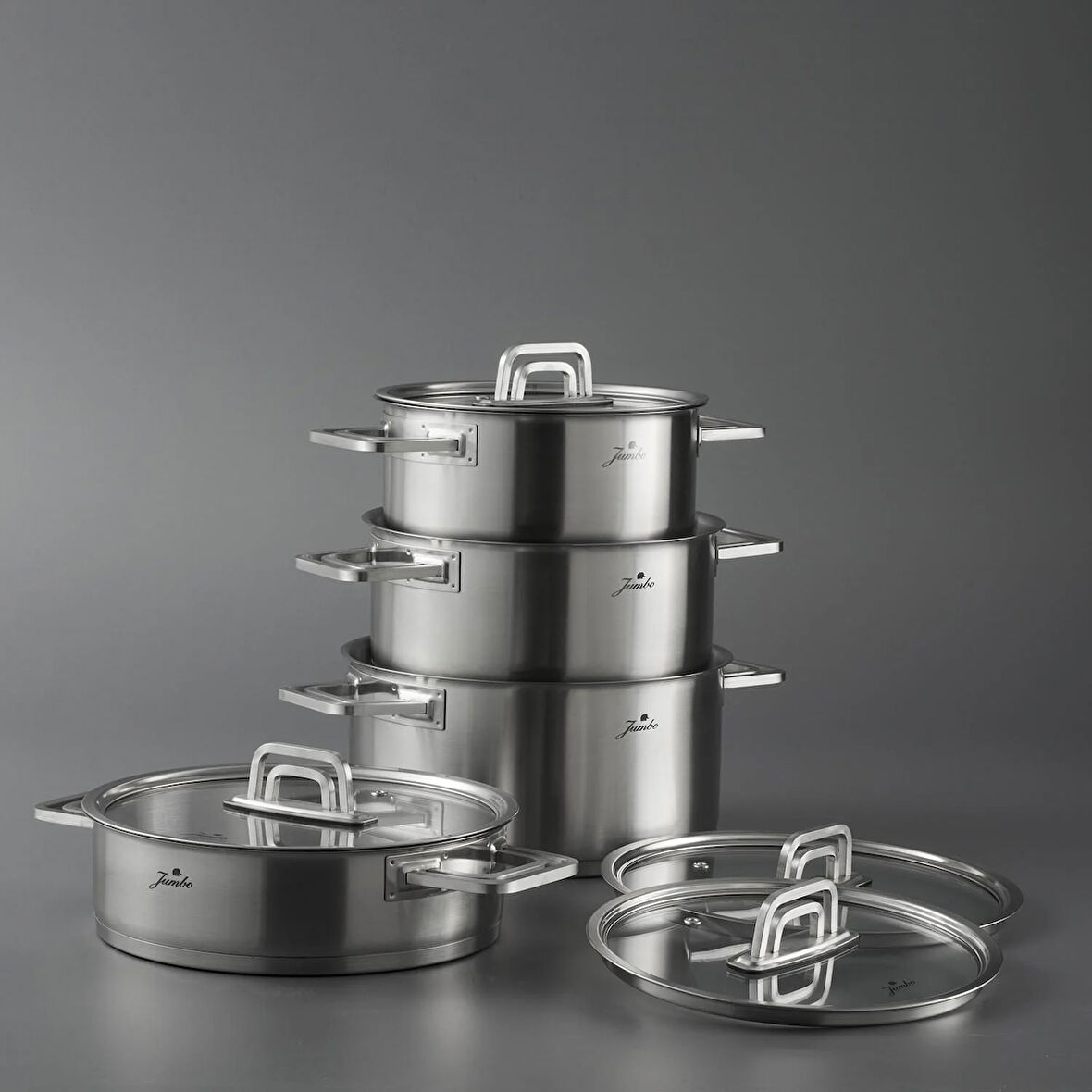 Jumbo Montreal 8 Parça Mat Çelik Tencere Seti