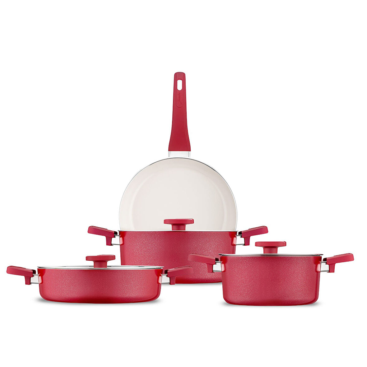 Jumbo Swiss Crystal Red 7 Parça Tencere Seti