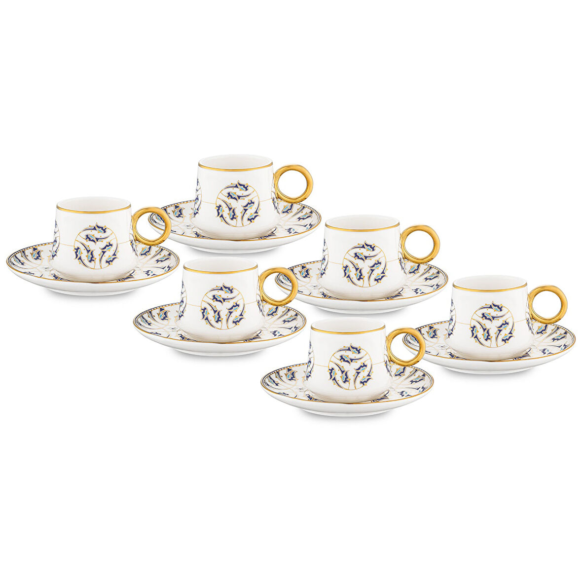 Jumbo Grace 12 Parça 6 Kişilik Kahve Fincan Takımı Gold