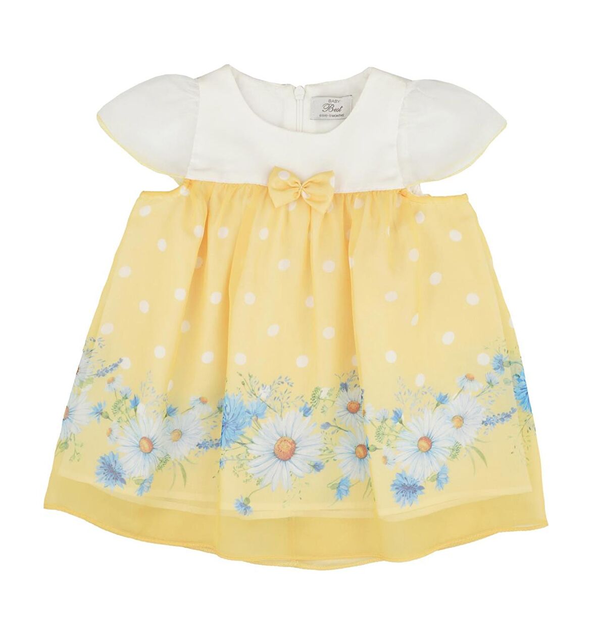 KIZ BEBEK ÇİÇEK BASKILI ŞİFON ELBİSE