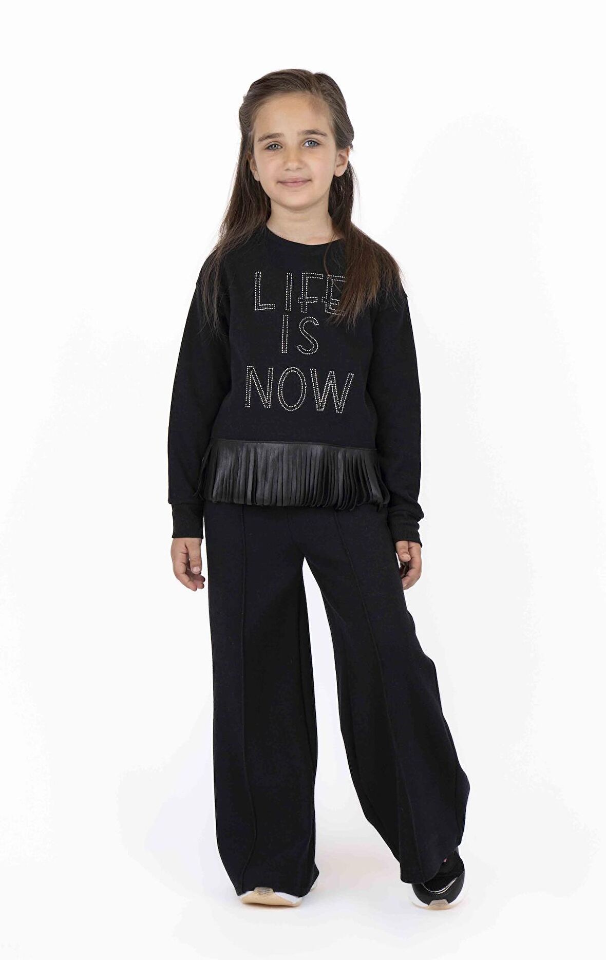 KIZ ÇOCUK TAŞ BASKILI SWEATSHIRT 