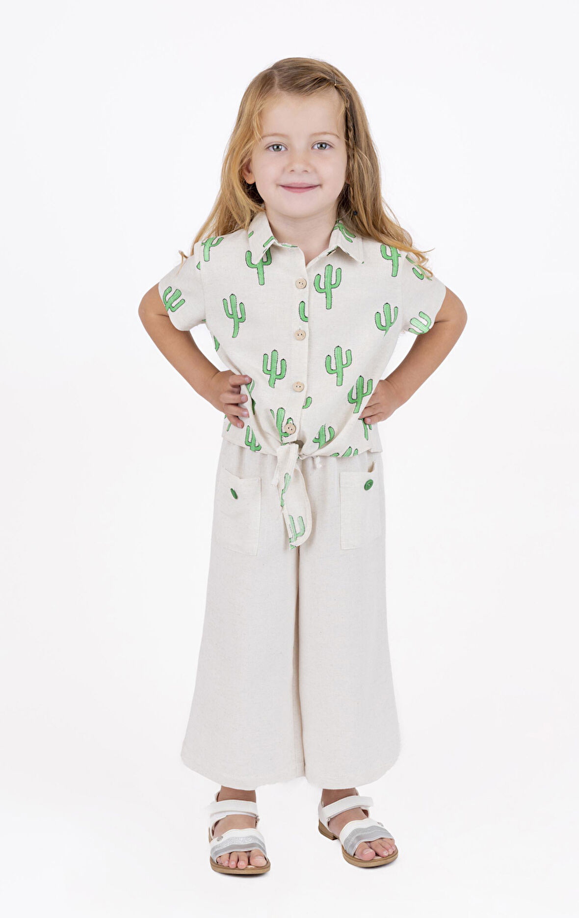 KIZ ÇOCUK ÖNÜ BAĞLAMALI BASKILI GÖMLEK 