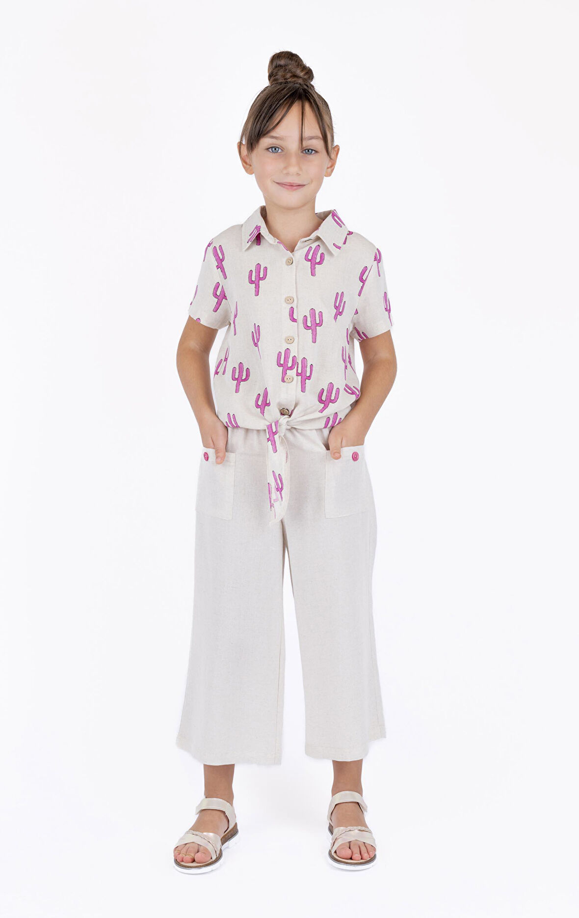 KIZ ÇOCUK KETEN KARIŞIMLI PANTOLON