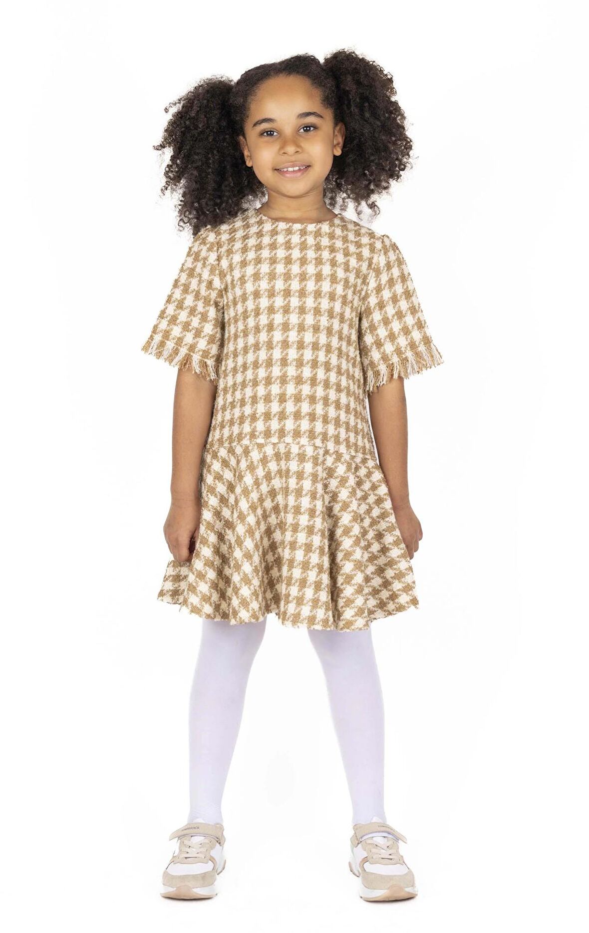 KIZ ÇOCUK KISA KOLLU TÜVİT ELBİSE 