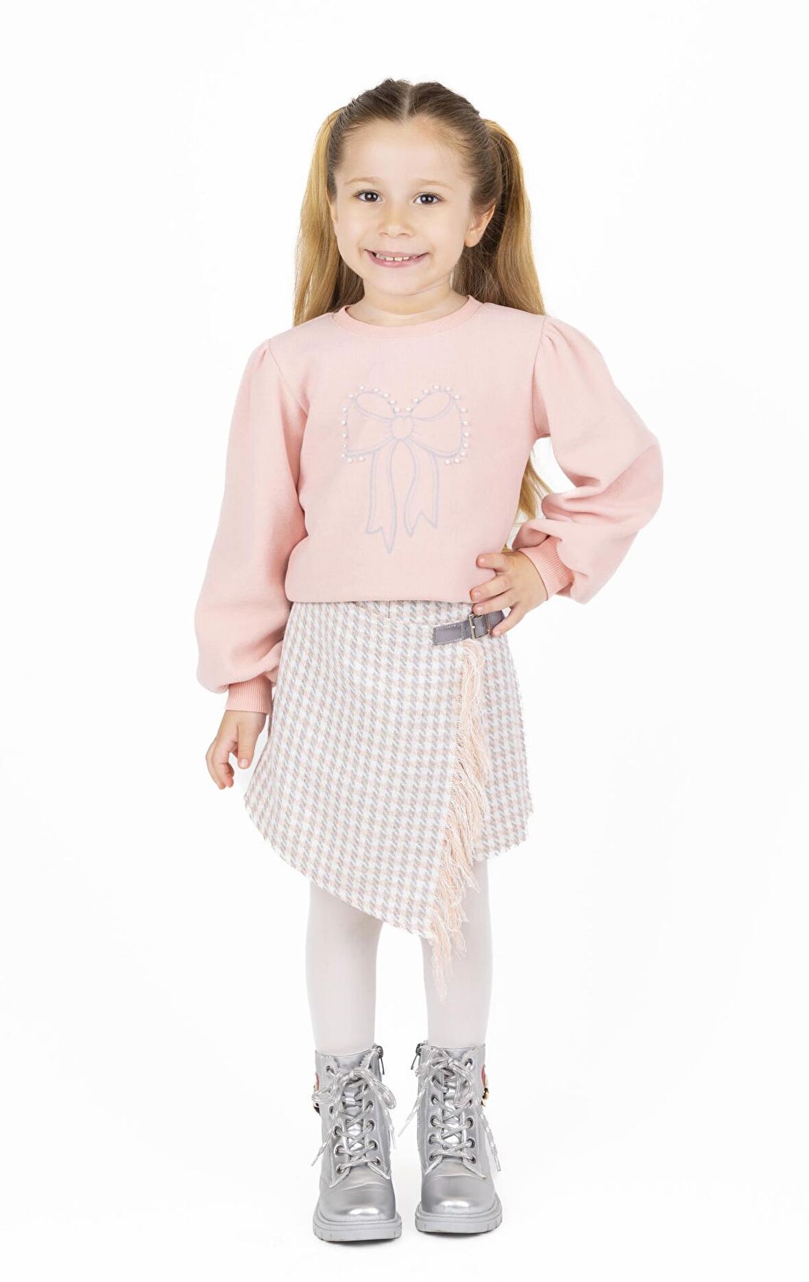 KIZ ÇOCUK İNCİLİ SWEATSHIRT 