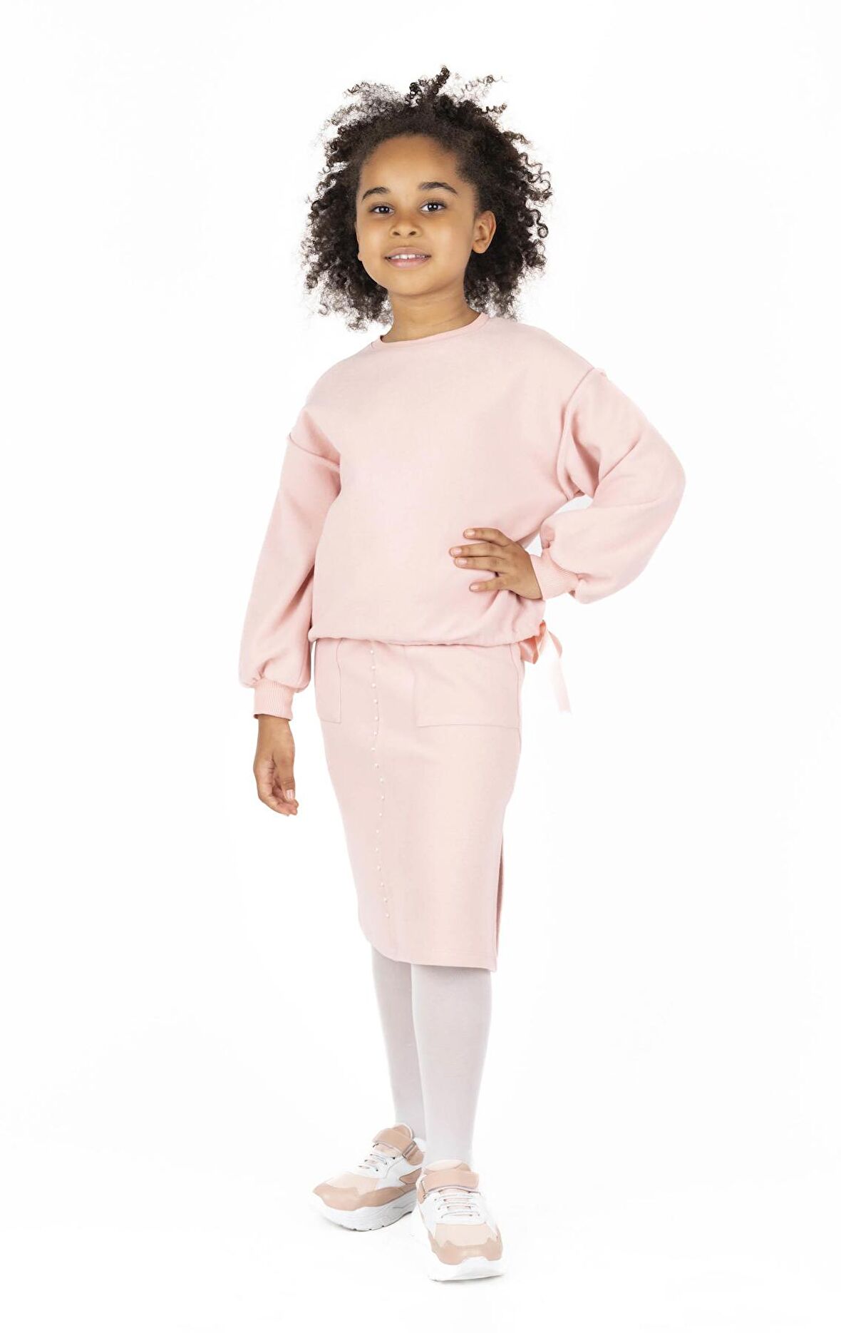 KIZ ÇOCUK BEL BÜZGÜLÜ SWEATSHIRT