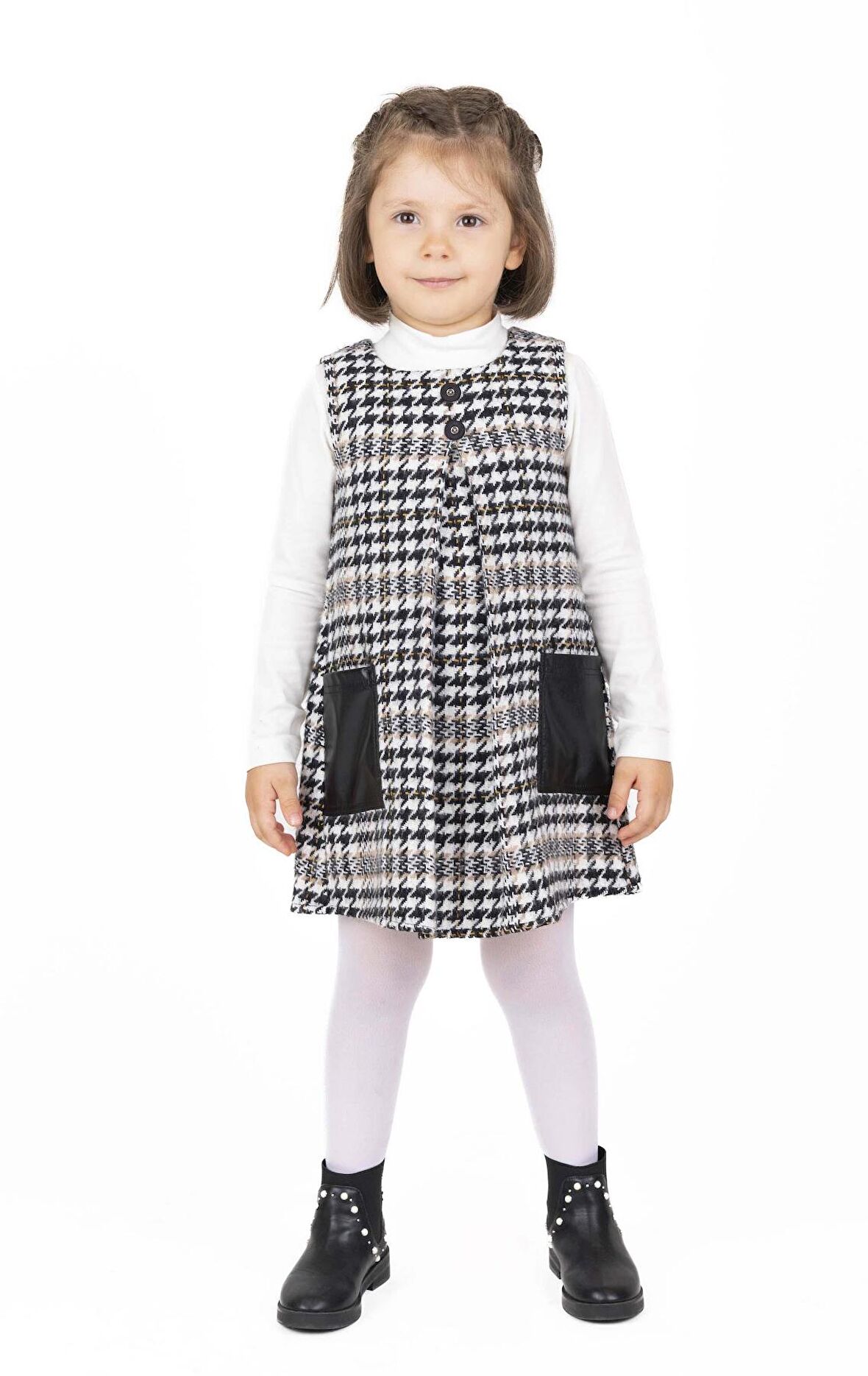 KIZ ÇOCUK KAZAYAĞI DESENLİ ELBİSE TAKIM 