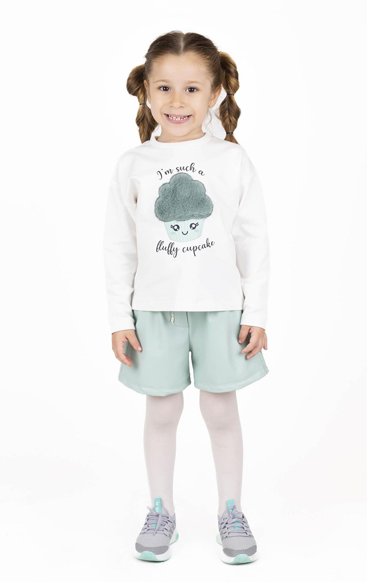KIZ ÇOCUK CUPCAKE İŞLEMELİ SWEATSHIRT 