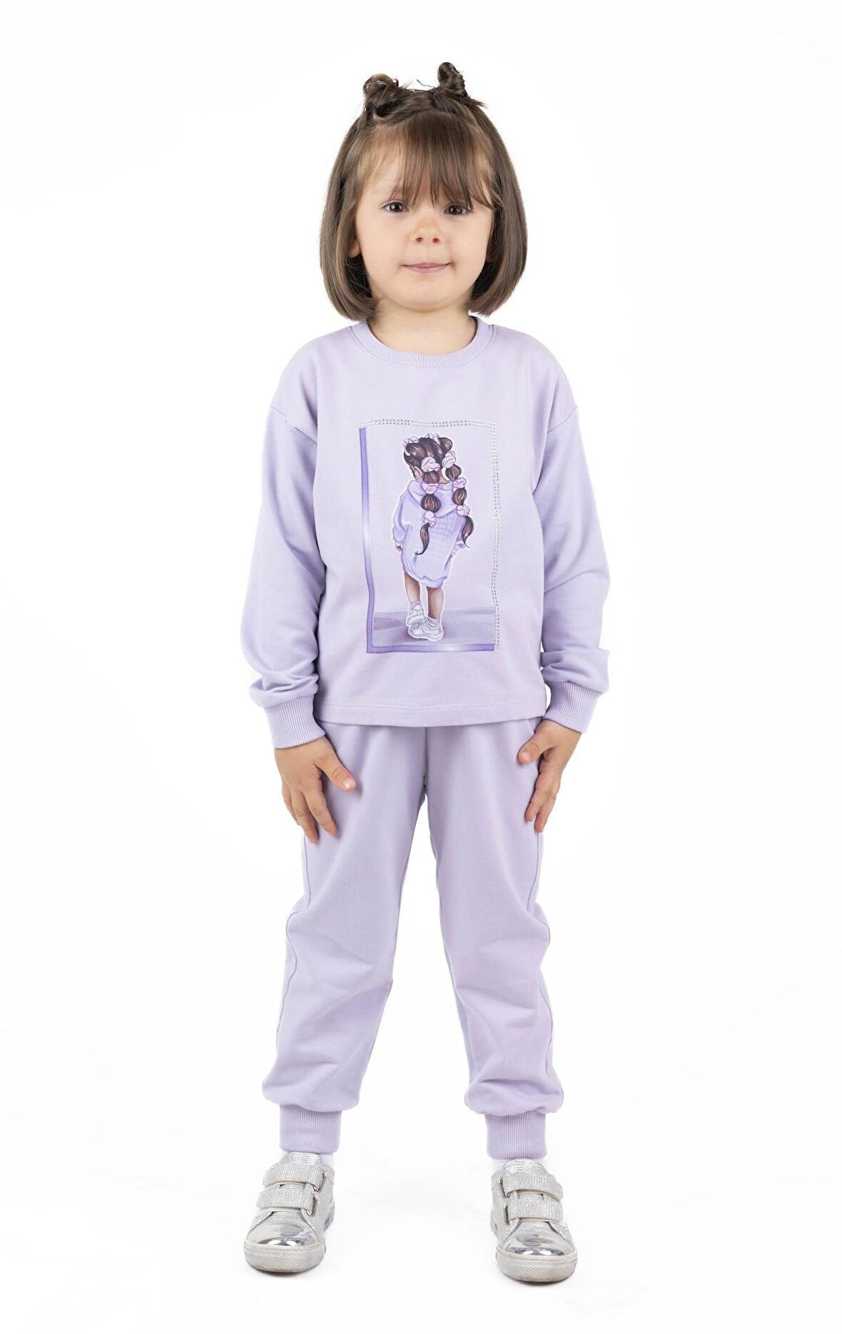 KIZ ÇOCUK AYICIK BASKILI SWEATSHIRT 