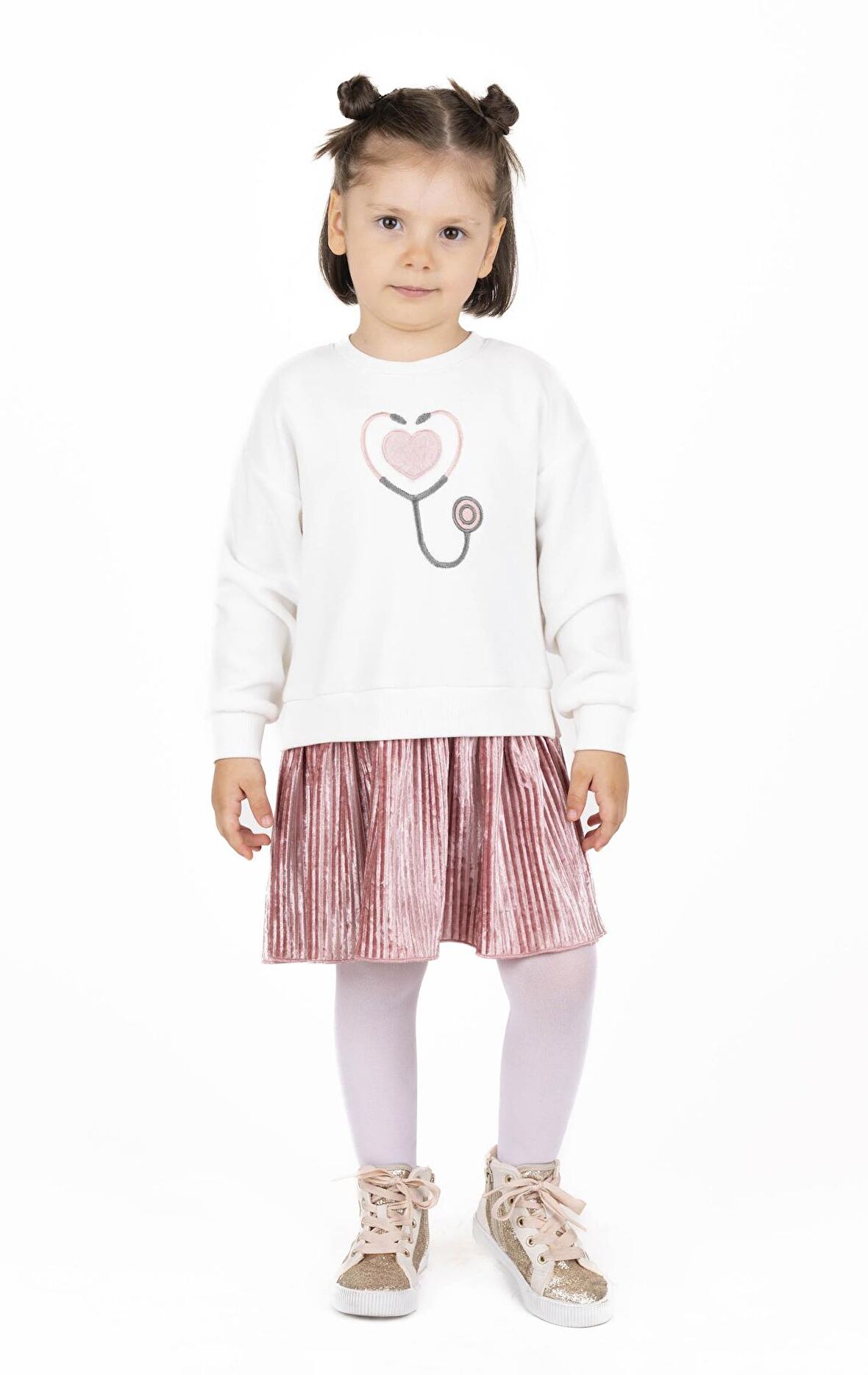 KIZ ÇOCUK İŞLEMELİ ELBİSE