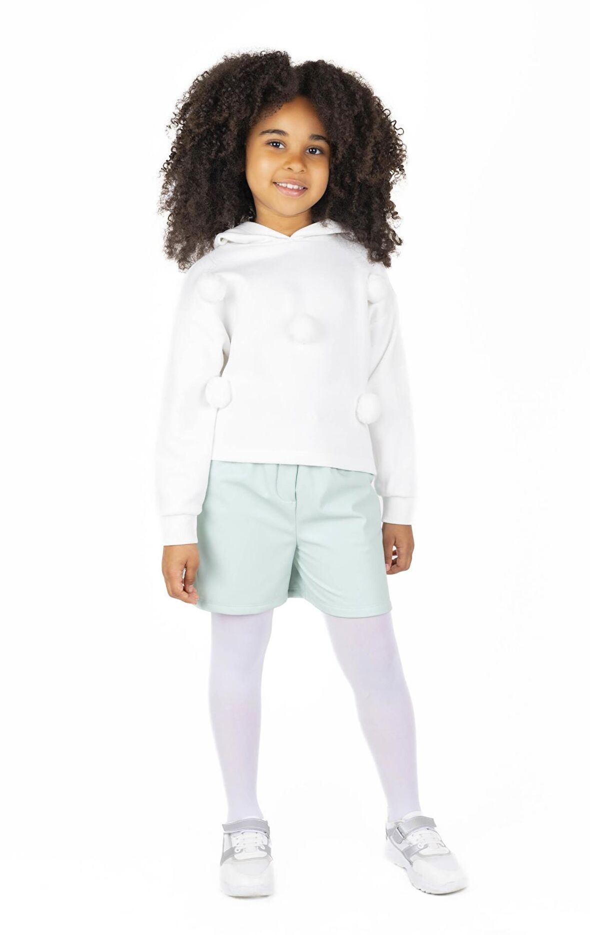 KIZ ÇOCUK KAPÜŞONLU PONPONLU SWEATSHIRT